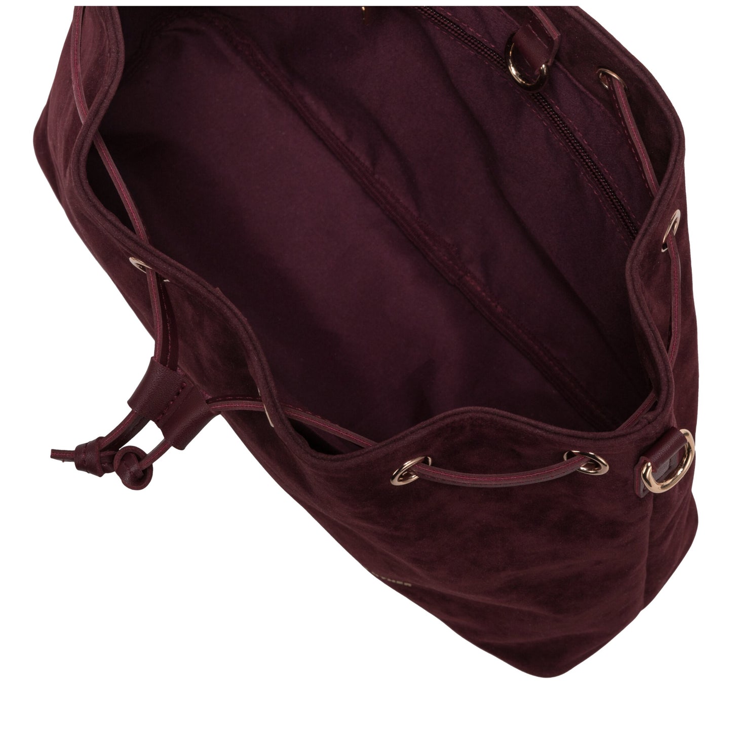 Suede Effect Draw Top Shoulder Cross Body - Burgundy