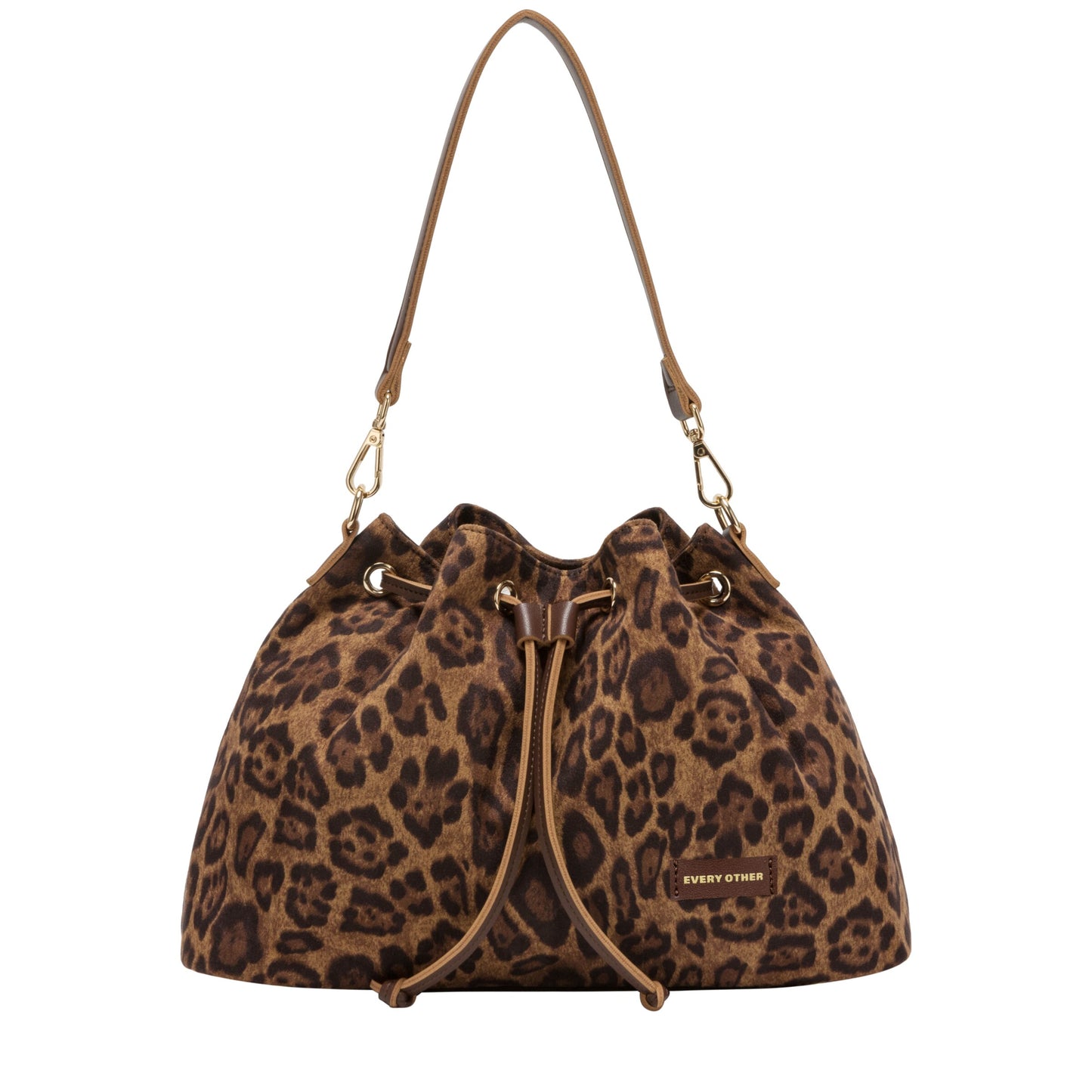 Suede Effect Draw Top Shoulder Cross Body - Leopard