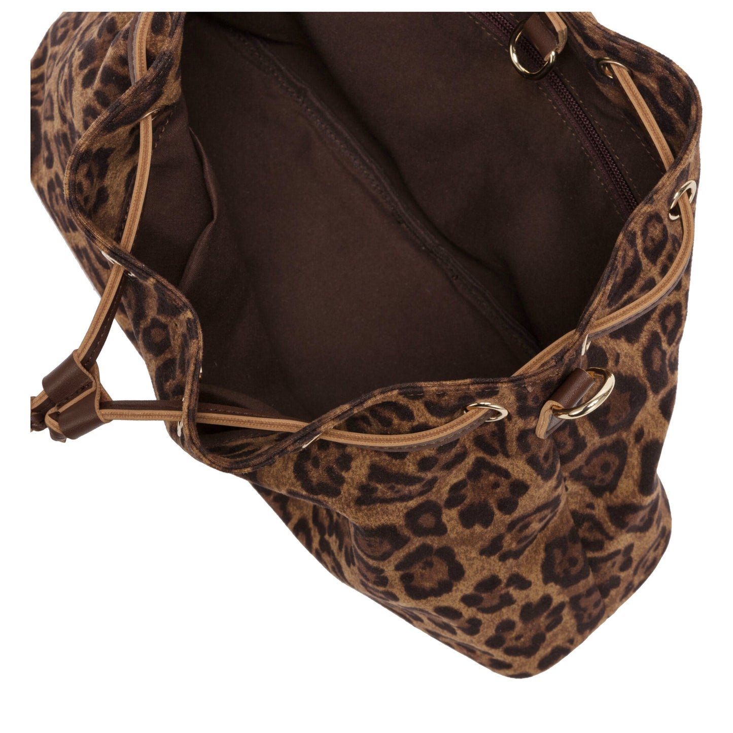 Suede Effect Draw Top Shoulder Cross Body - Leopard