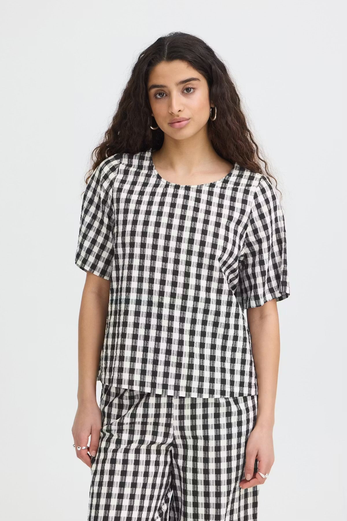 Ihkarra Top - Black White Gingham