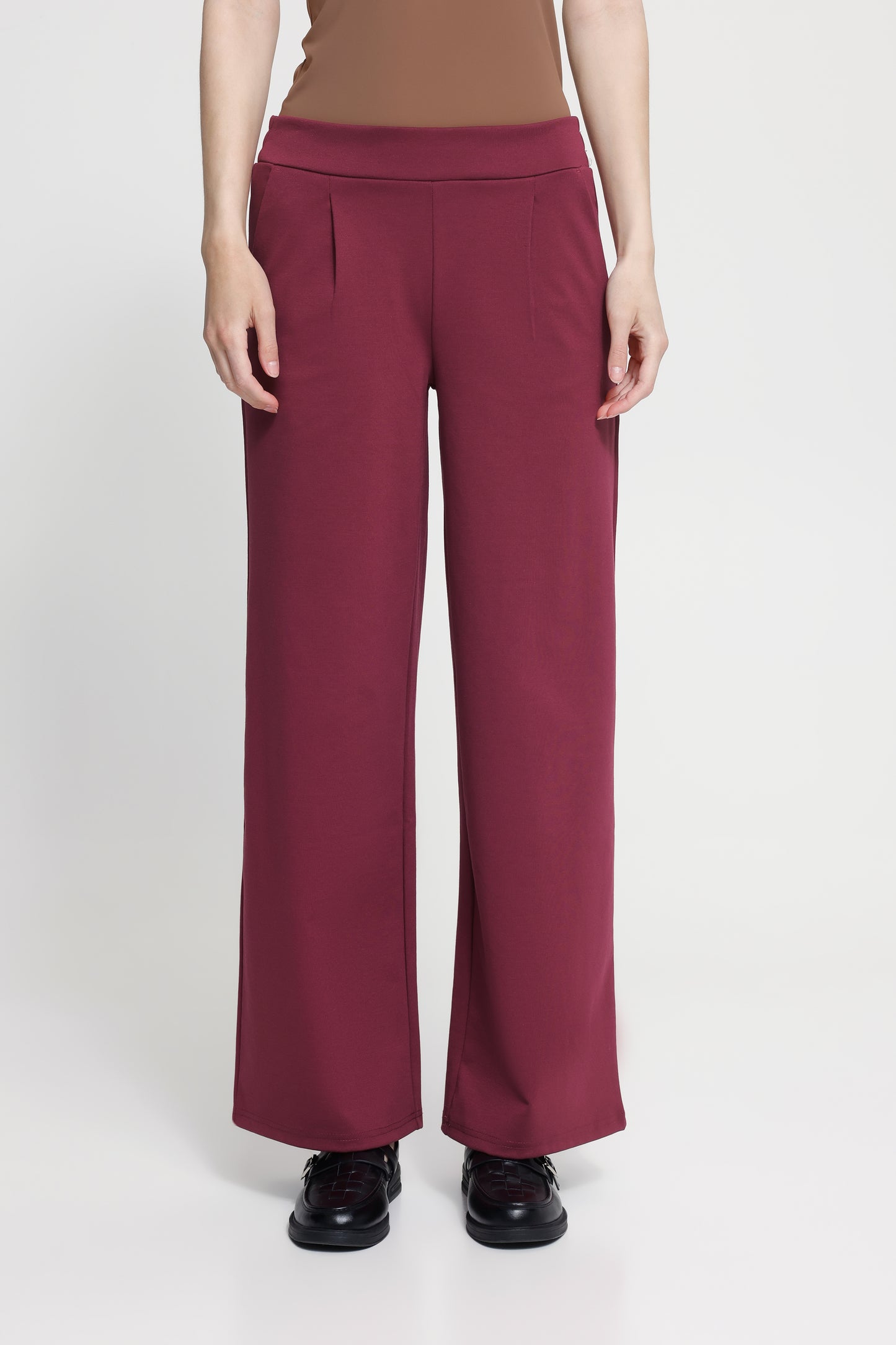 Ihkate Sus Long Wide Trousers - Rhododendron Burgundy