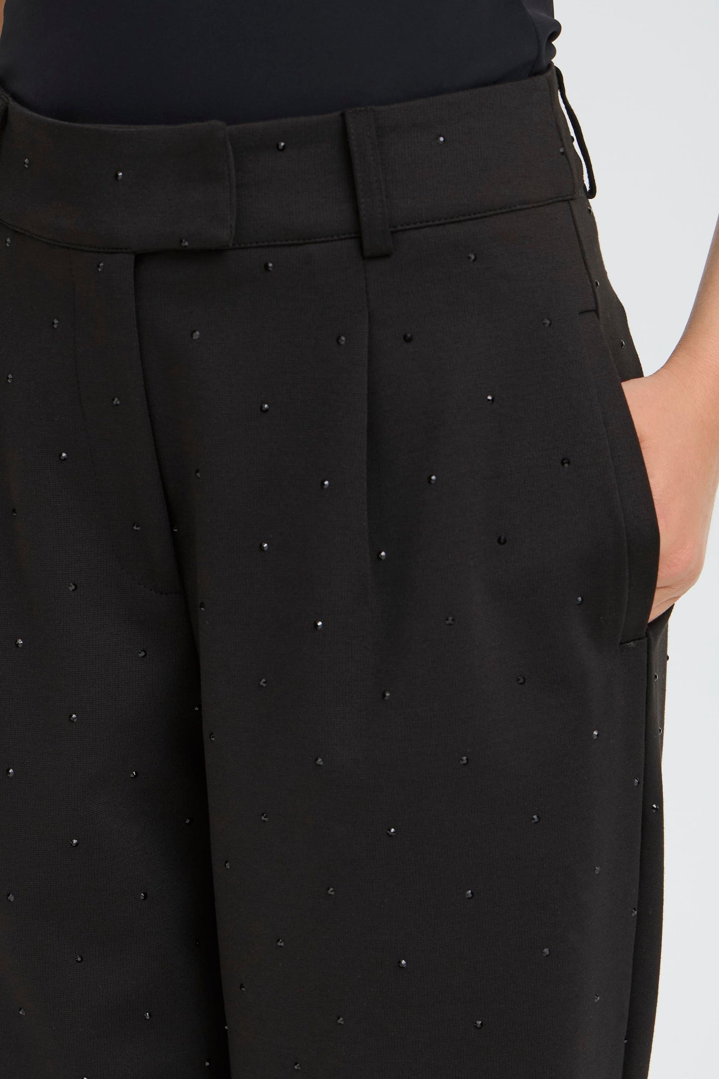 Ihkate Rhinestone Pants - Black Sparkle Trousers