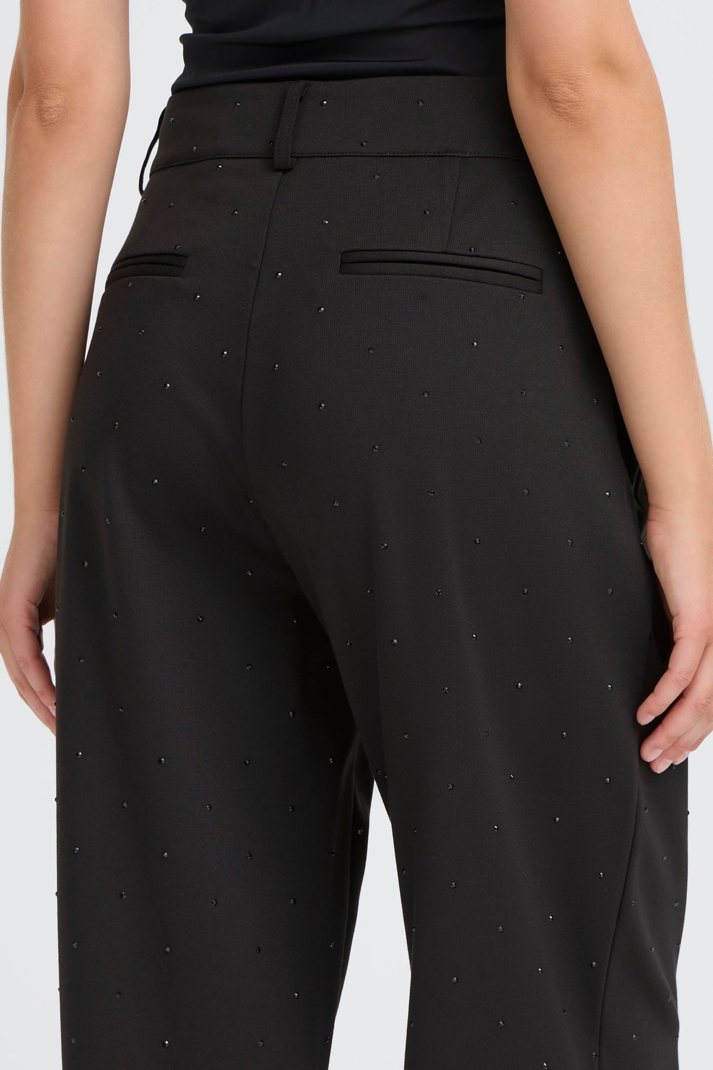 Ihkate Rhinestone Pants - Black Sparkle Trousers