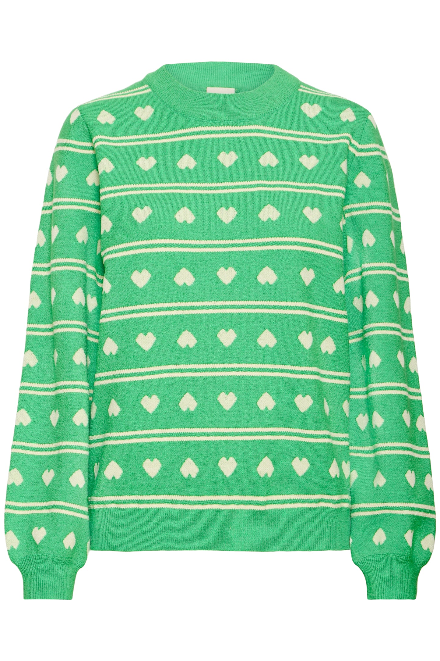 Ihbrielle - Heart Print Knitted Jumper Green White