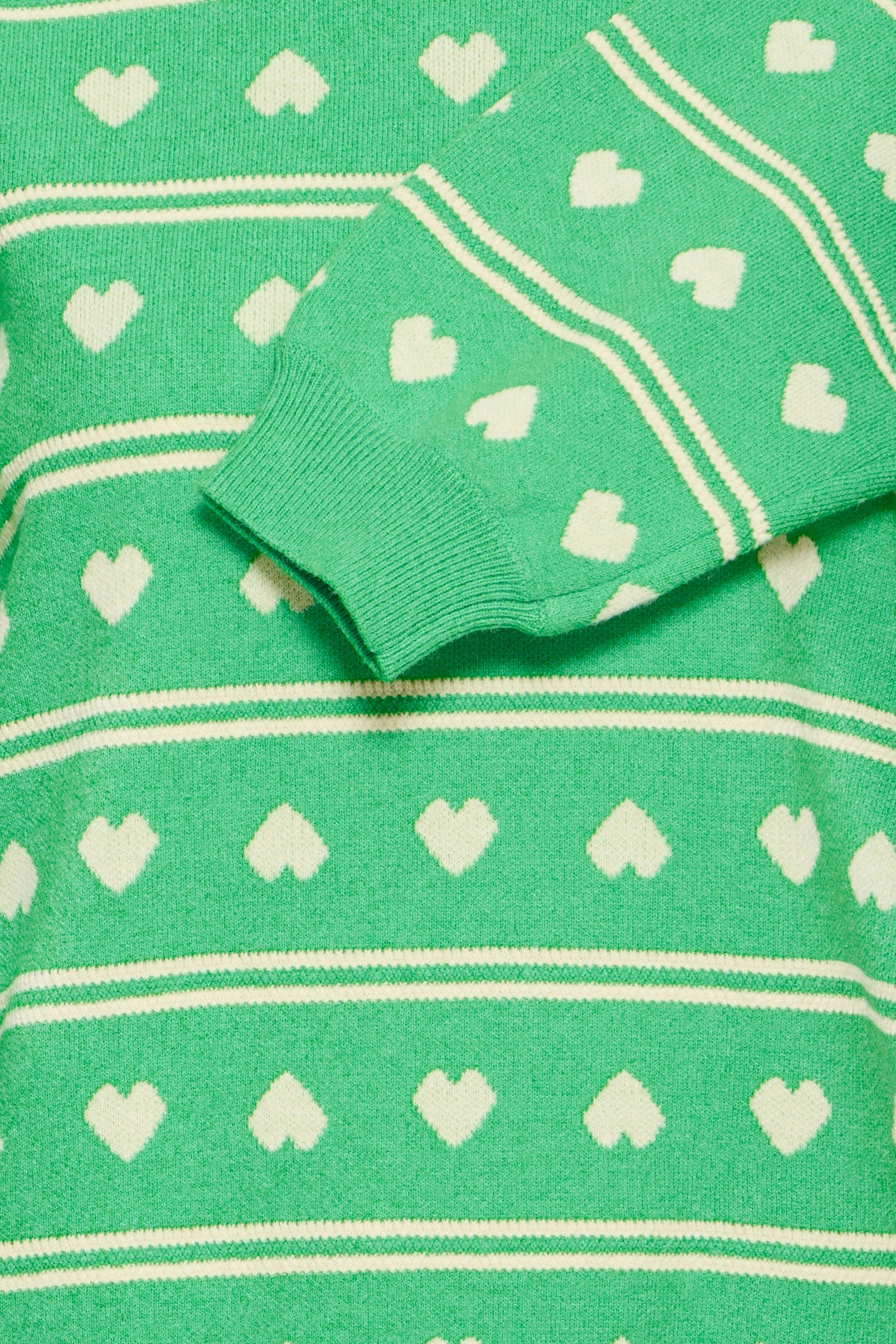 Ihbrielle - Heart Print Knitted Jumper Green White