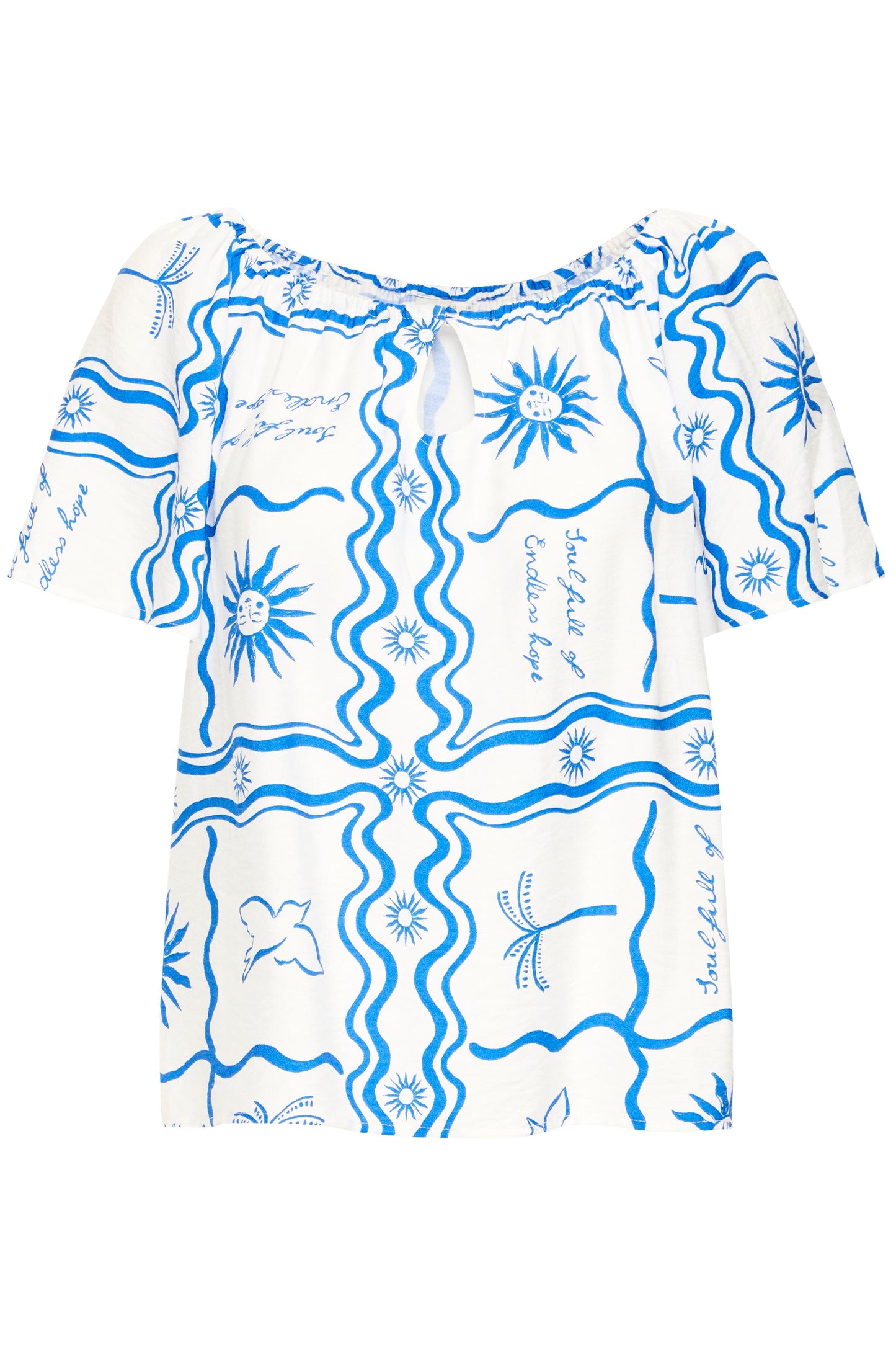 Ihfirisa Top - Blue Tile Print