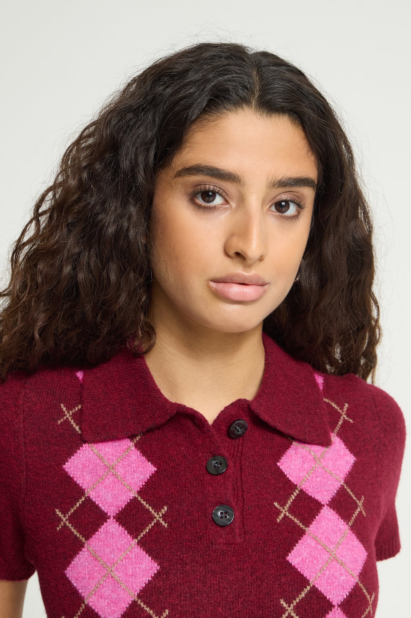 Ihdasila Knitted Polo Shirt - Burgundy Pink
