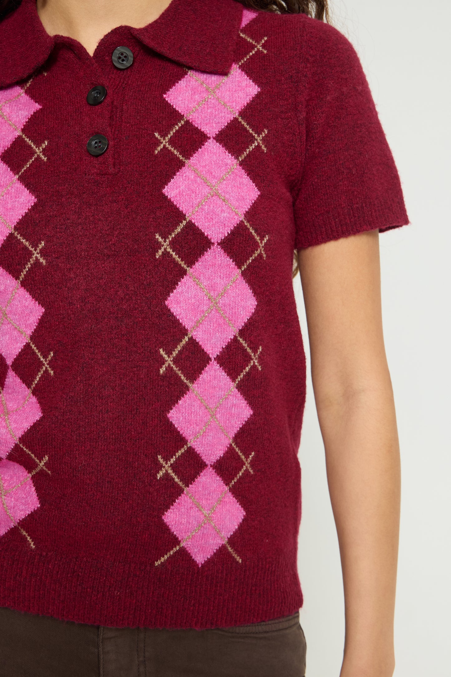Ihdasila Knitted Polo Shirt - Burgundy Pink