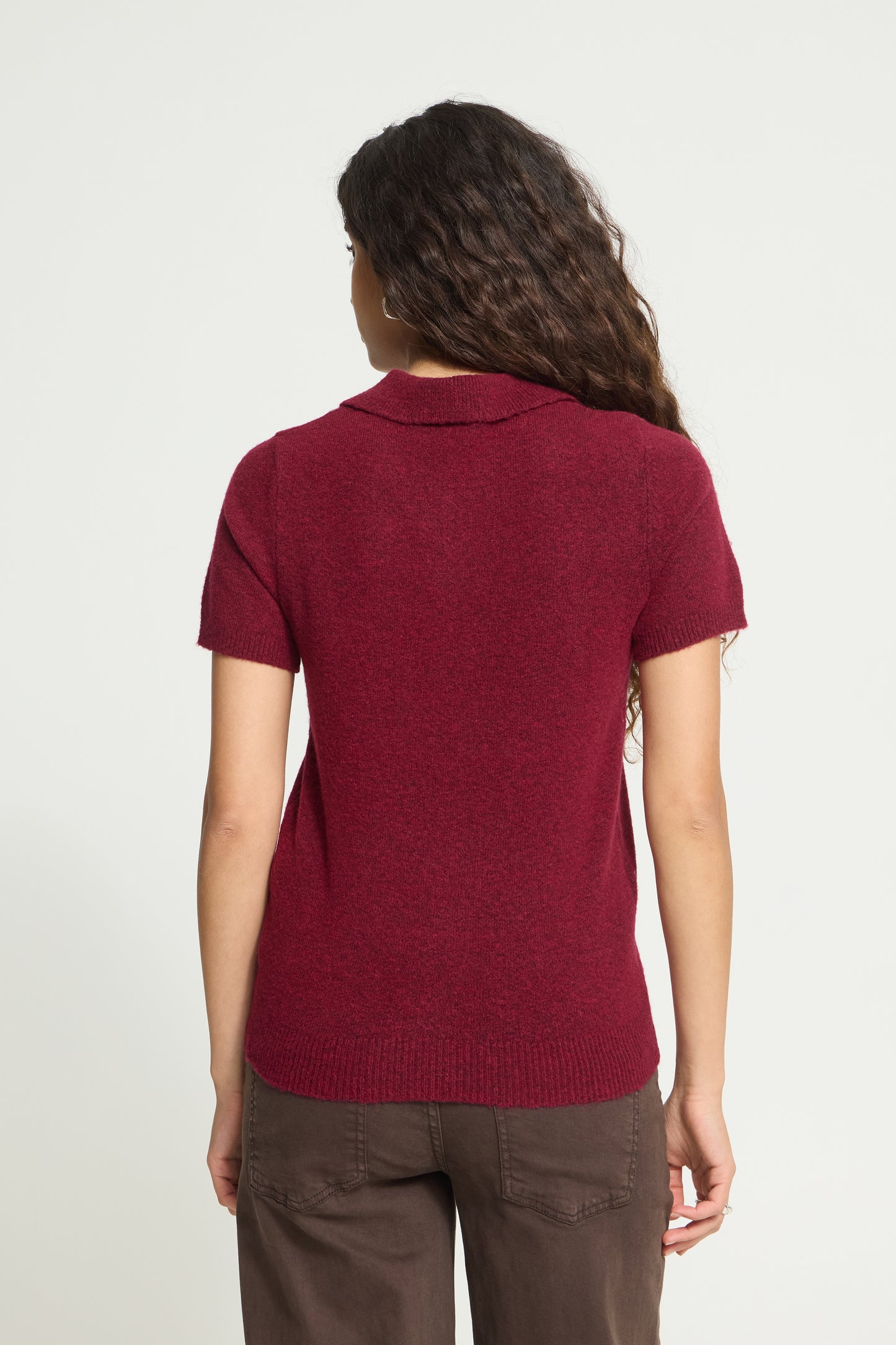 Ihdasila Knitted Polo Shirt - Burgundy Pink