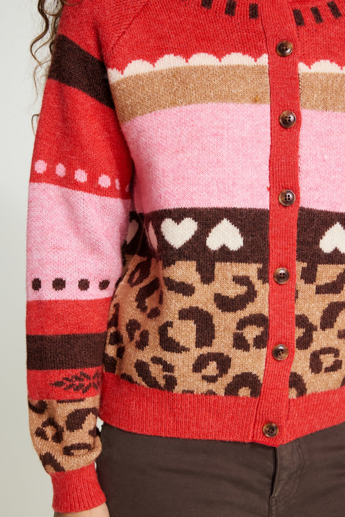 Ihlivoni Cardigan - Poinsettia Red Leopard Stripe