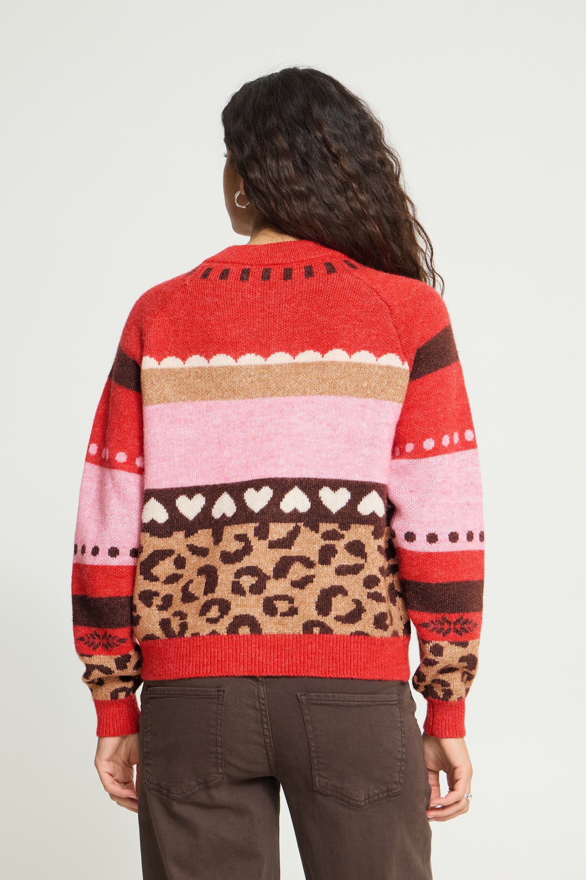 Ihlivoni Cardigan - Poinsettia Red Leopard Stripe