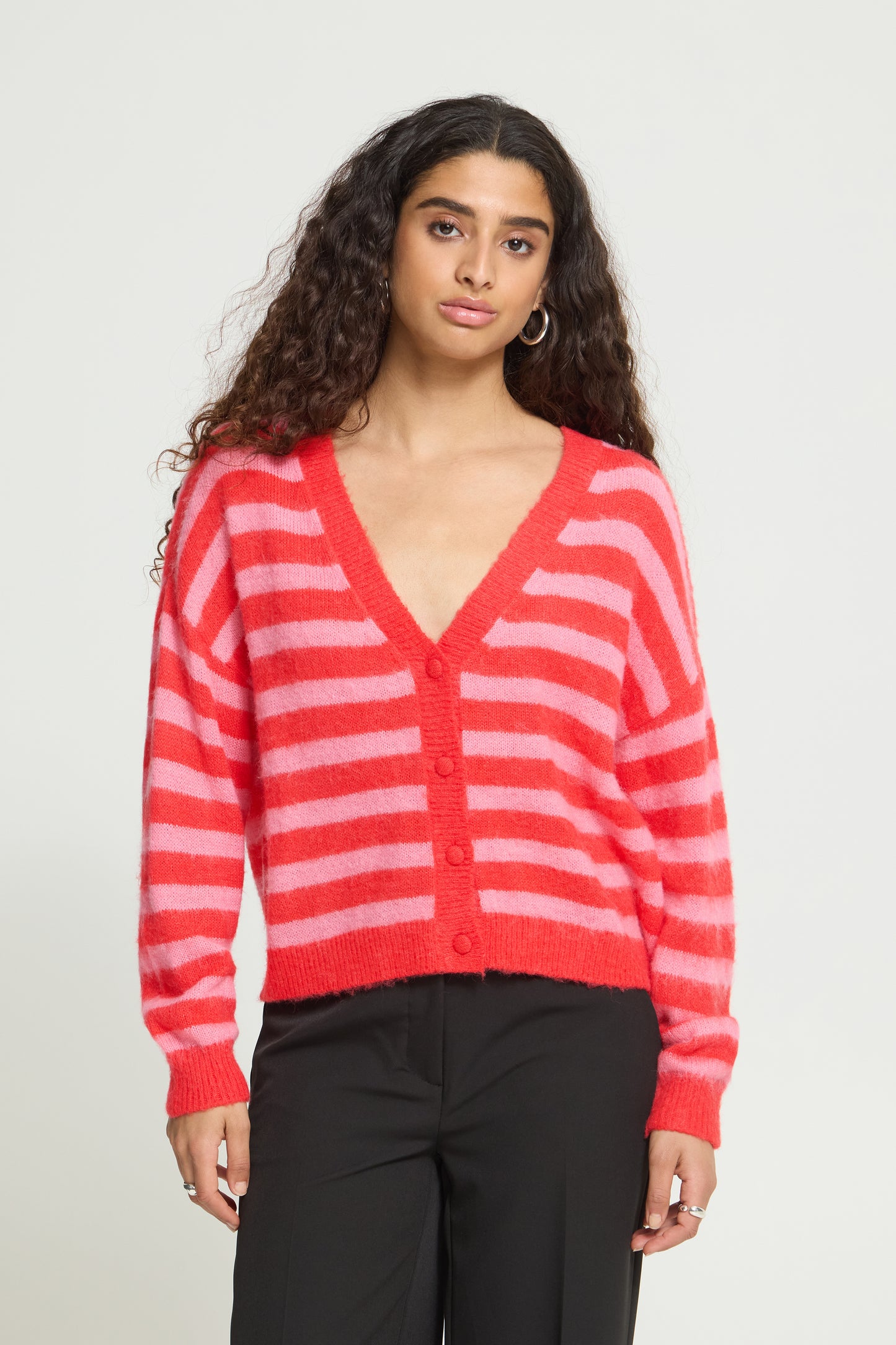 Ihblush Cardigan - Pink and Red Stripe