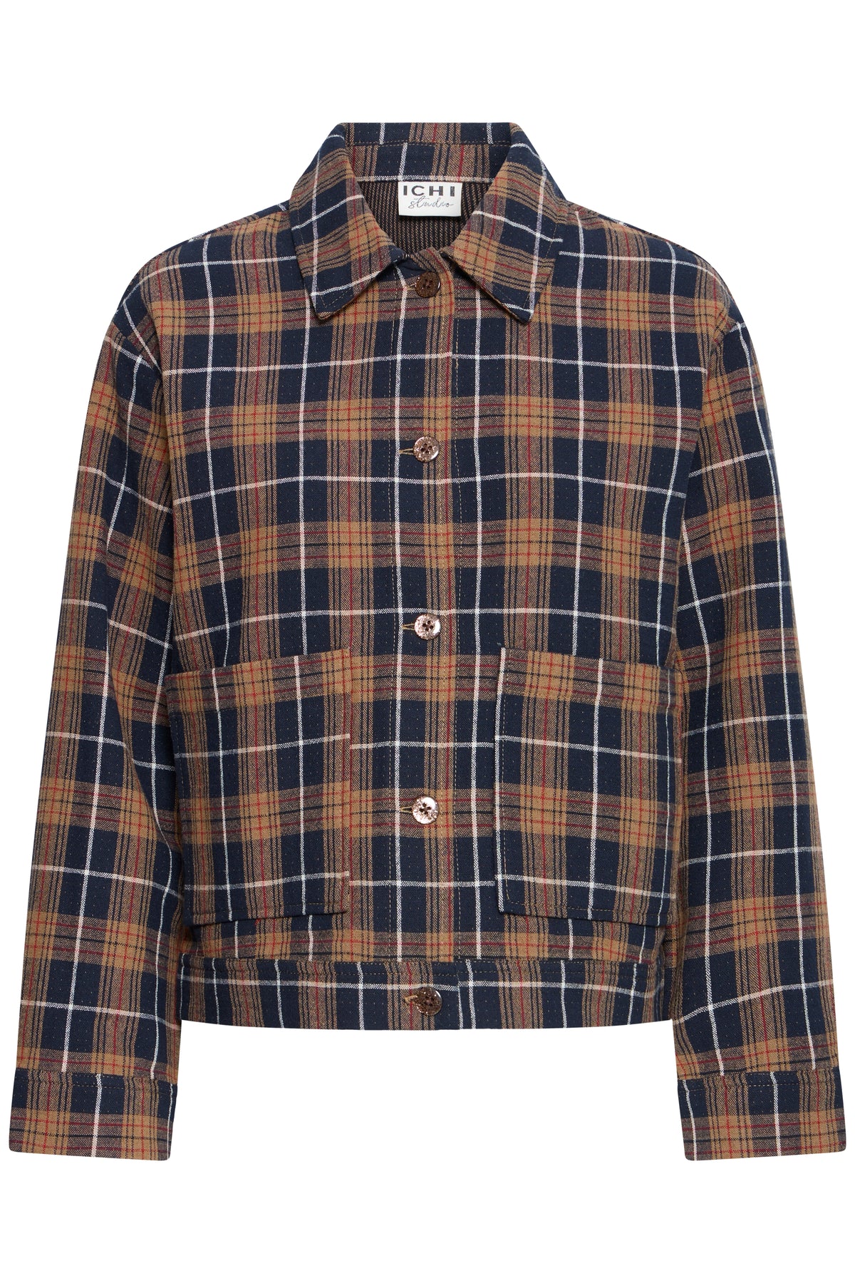 Ihkalia Shirt Jacket - Checked Navy Brown