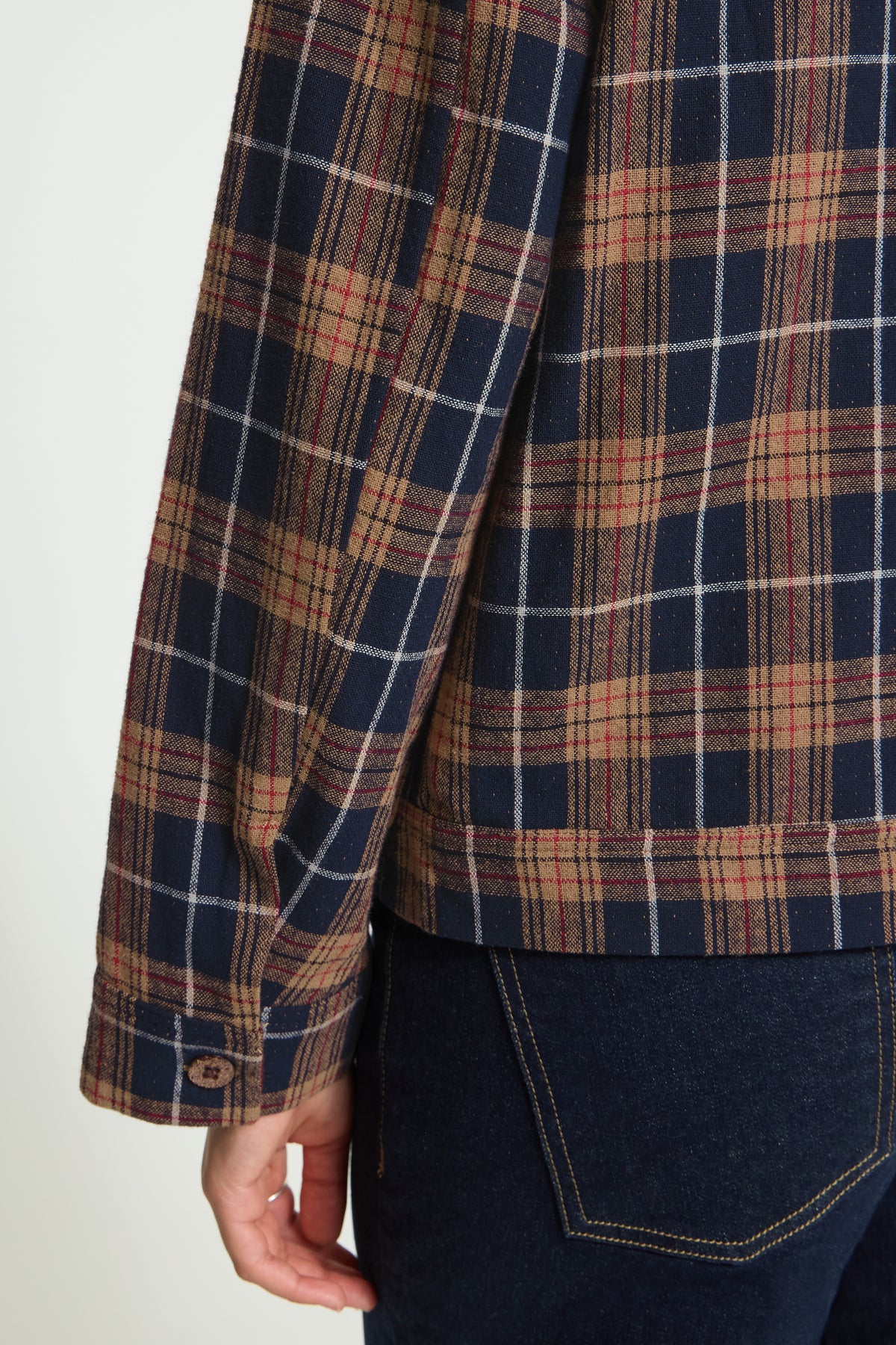 Ihkalia Shirt Jacket - Checked Navy Brown
