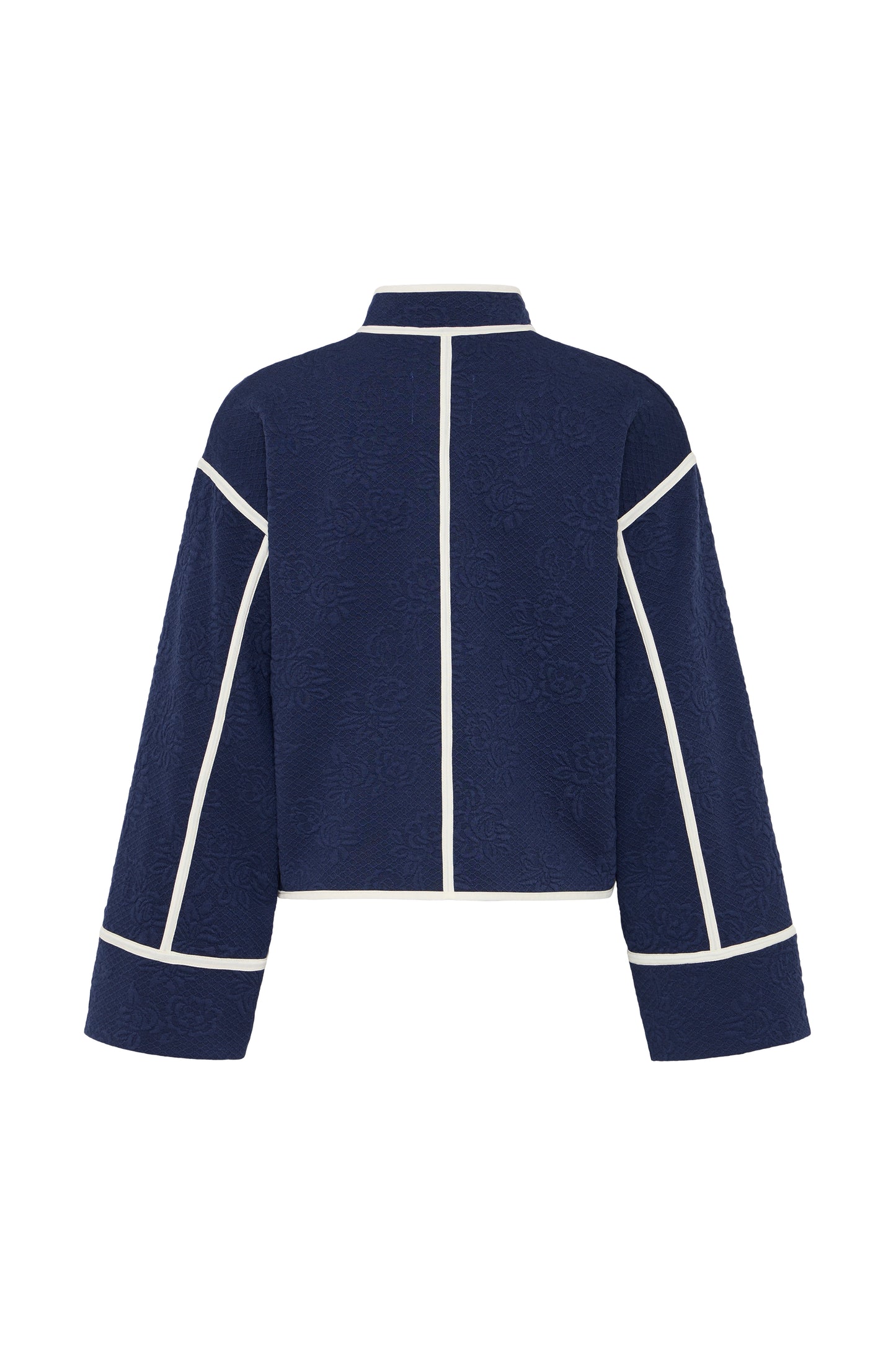 Ihkate Quilted Jacket - Navy with White Piping