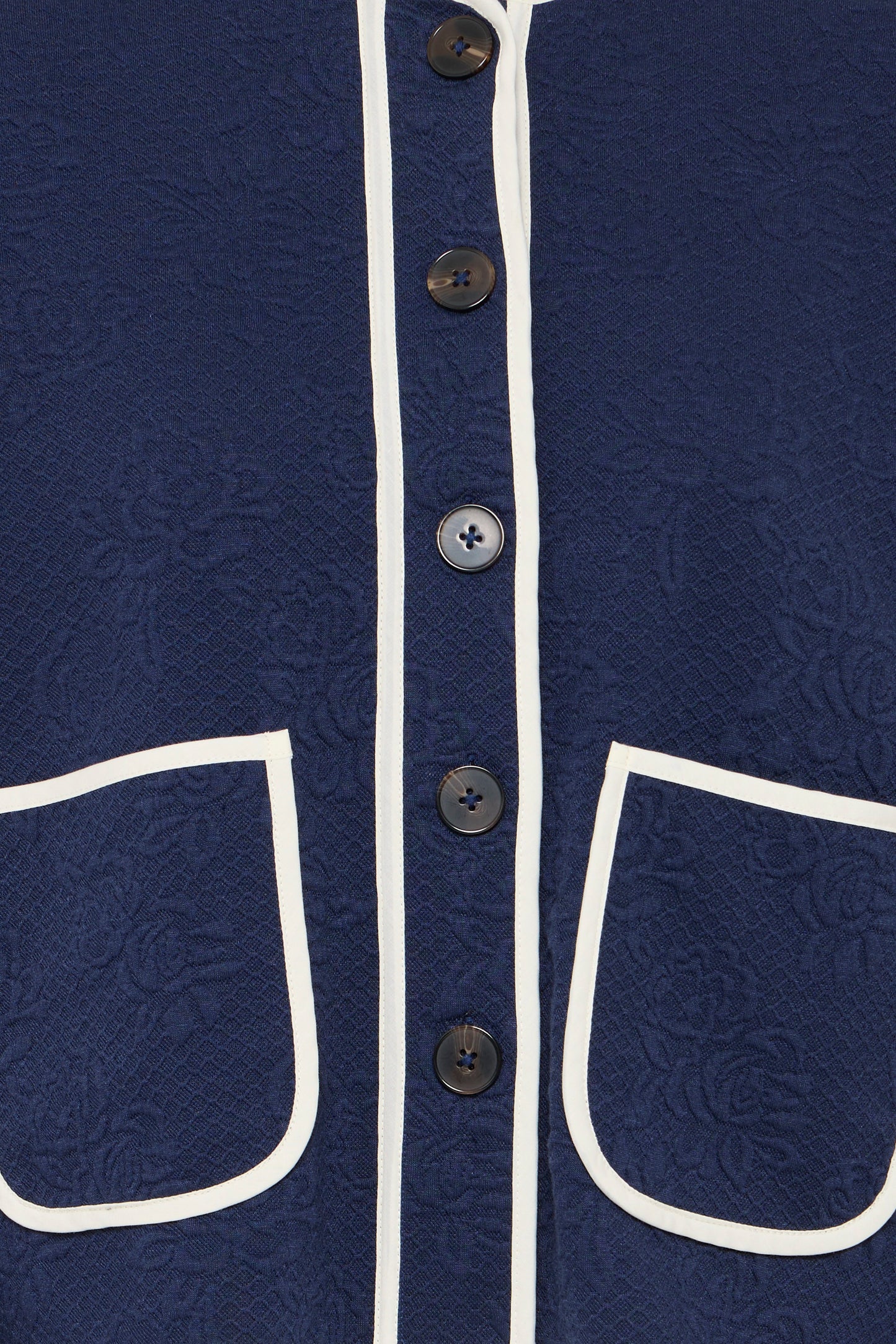 Ihkate Quilted Jacket - Navy with White Piping