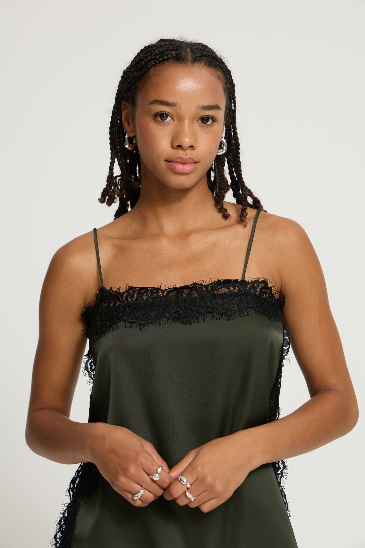 Ihlaccie Top - Forest Night Black Lace Edging
