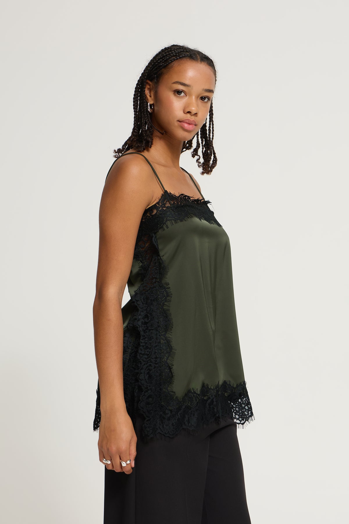 Ihlaccie Top - Forest Night Black Lace Edging