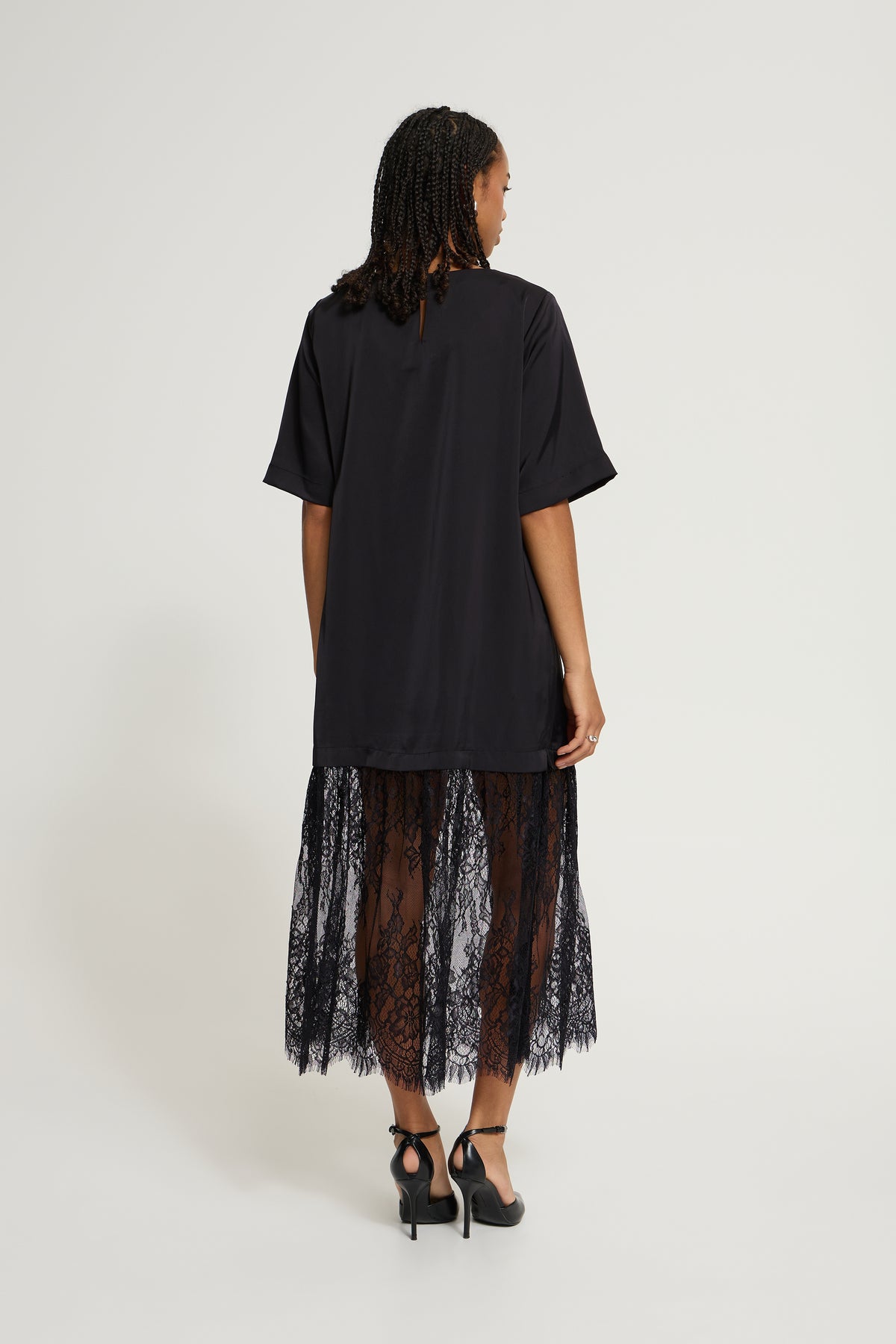 Ihhartley Dress - Black Lace Satin