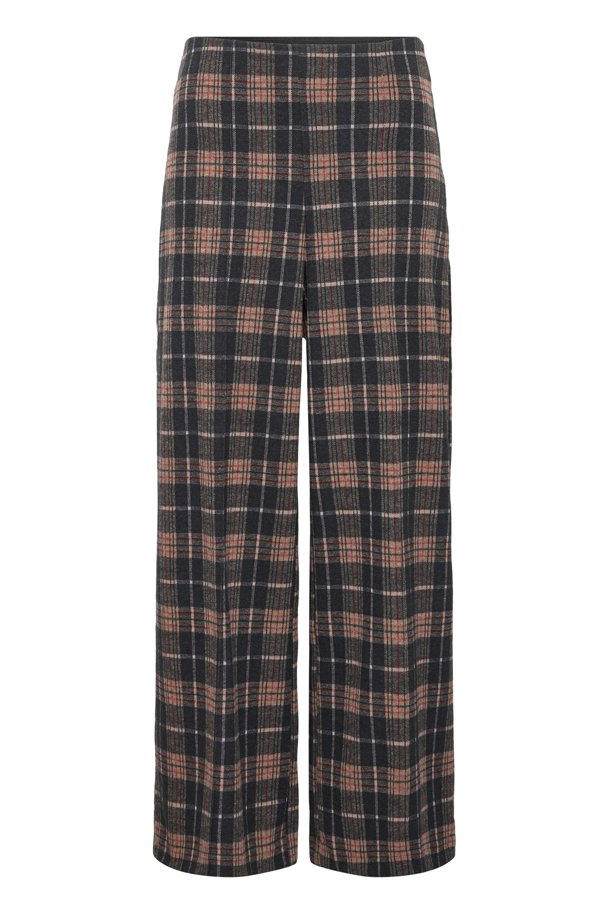 Ihkate Woolley Trousers - Checked Navy Brown
