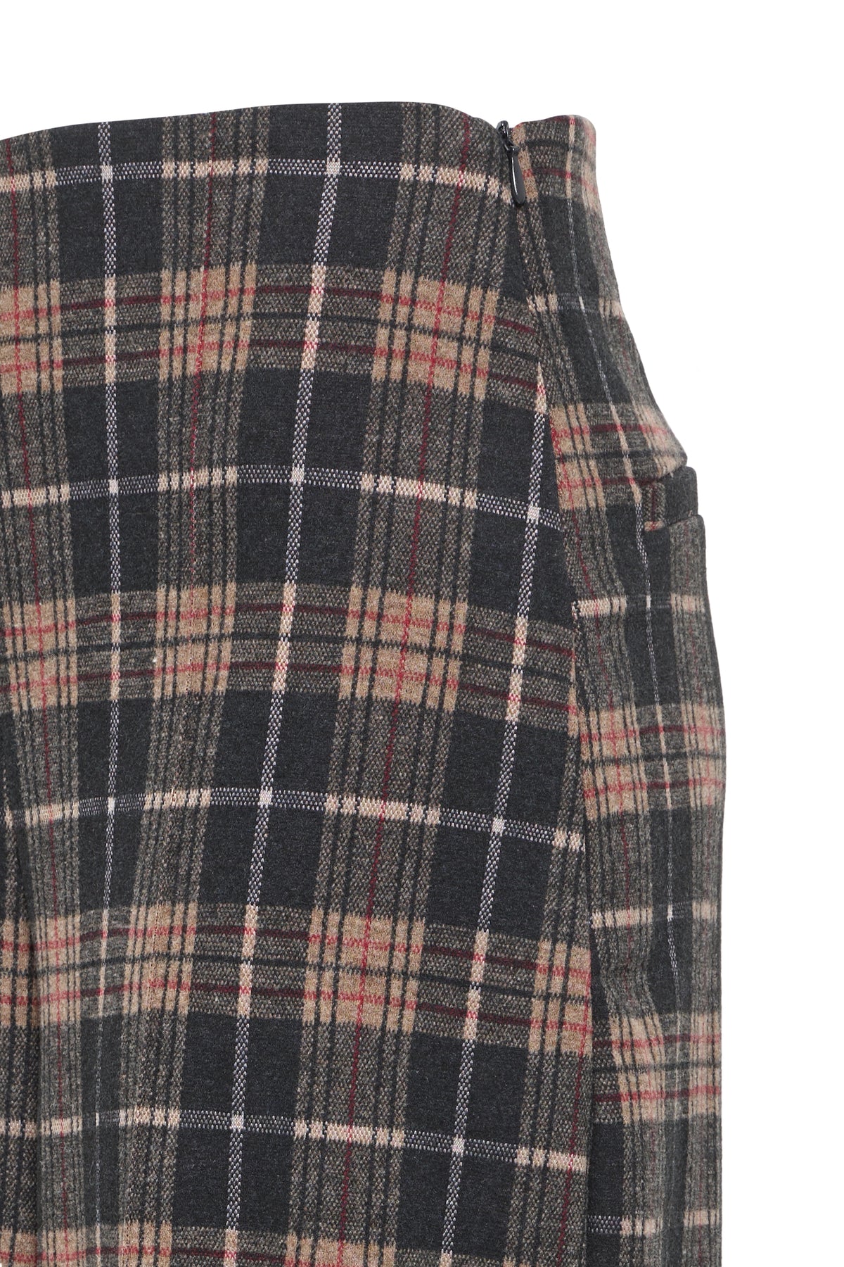Ihkate Woolley Trousers - Checked Navy Brown