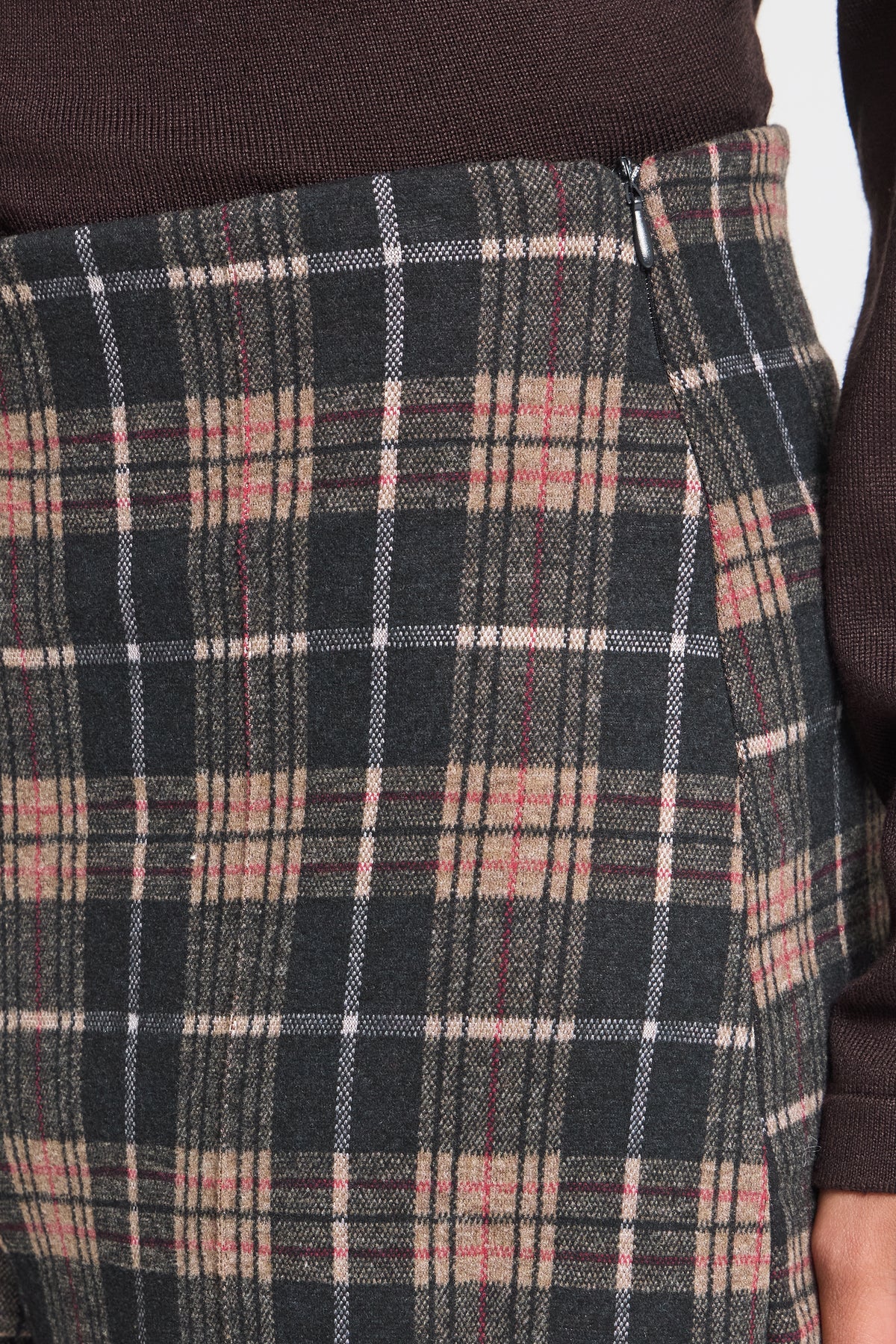 Ihkate Woolley Trousers - Checked Navy Brown