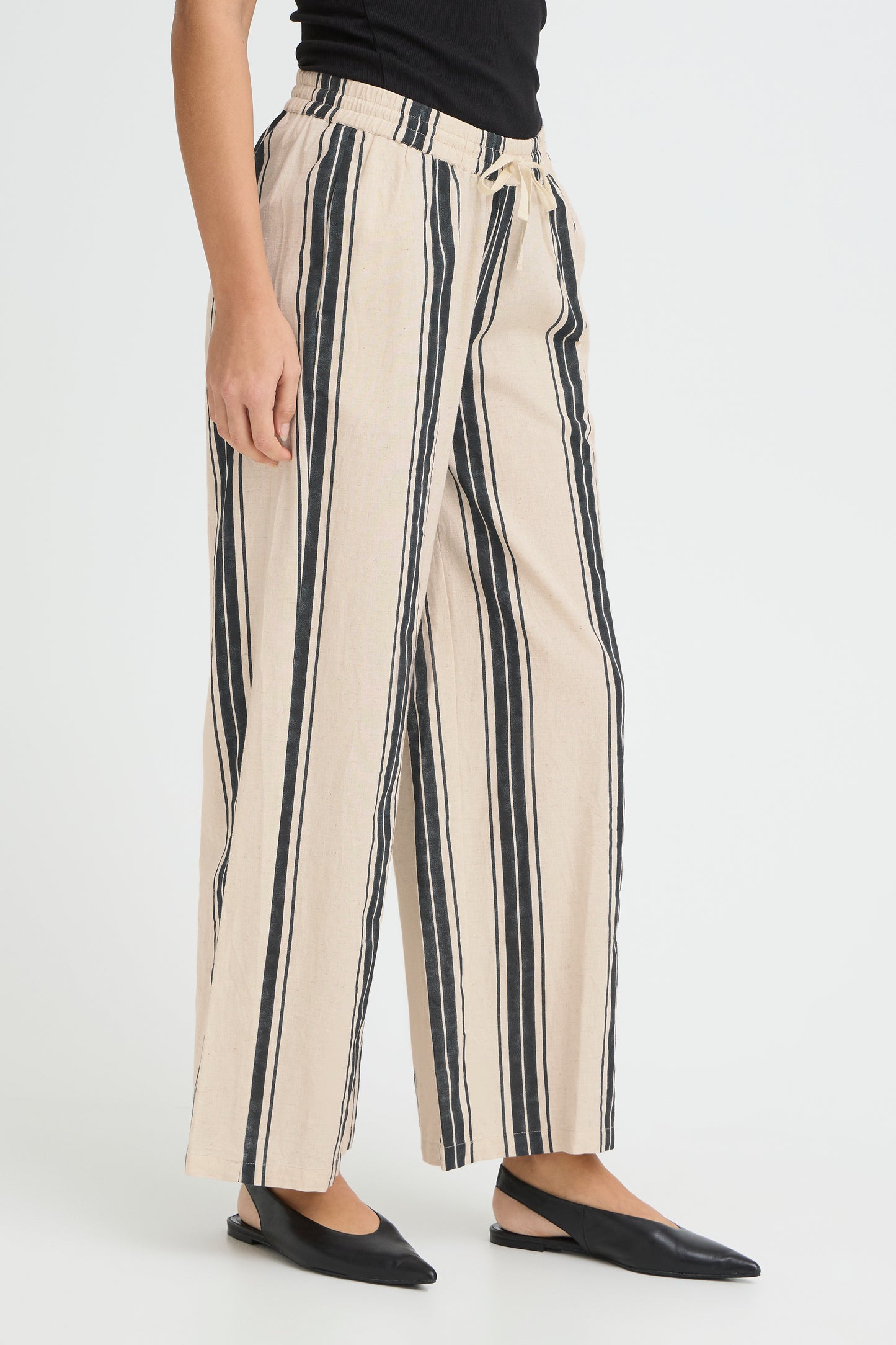 Frmaddie Trousers - Cream Black Wide Stripe