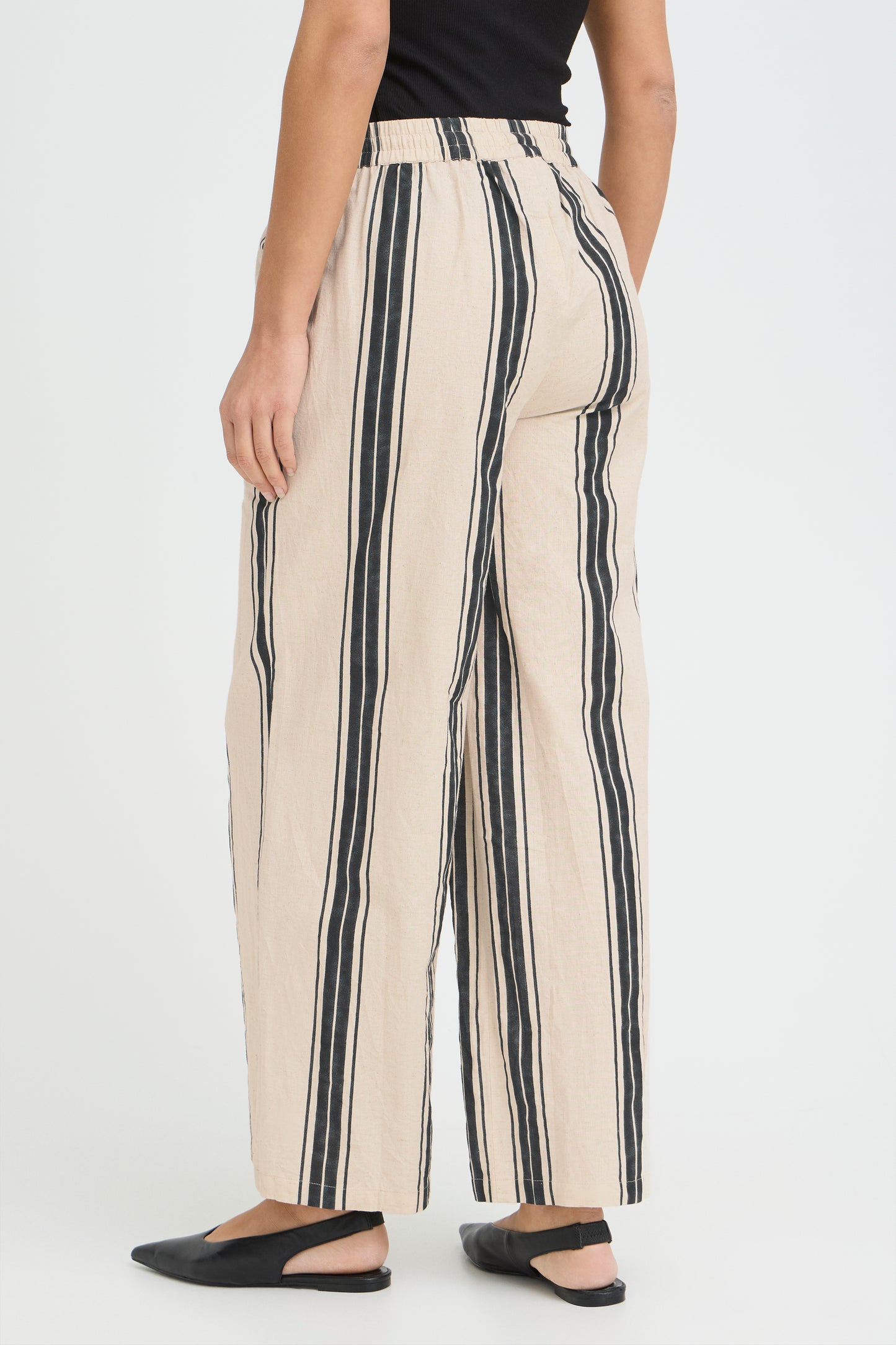 Frmaddie Trousers - Cream Black Wide Stripe
