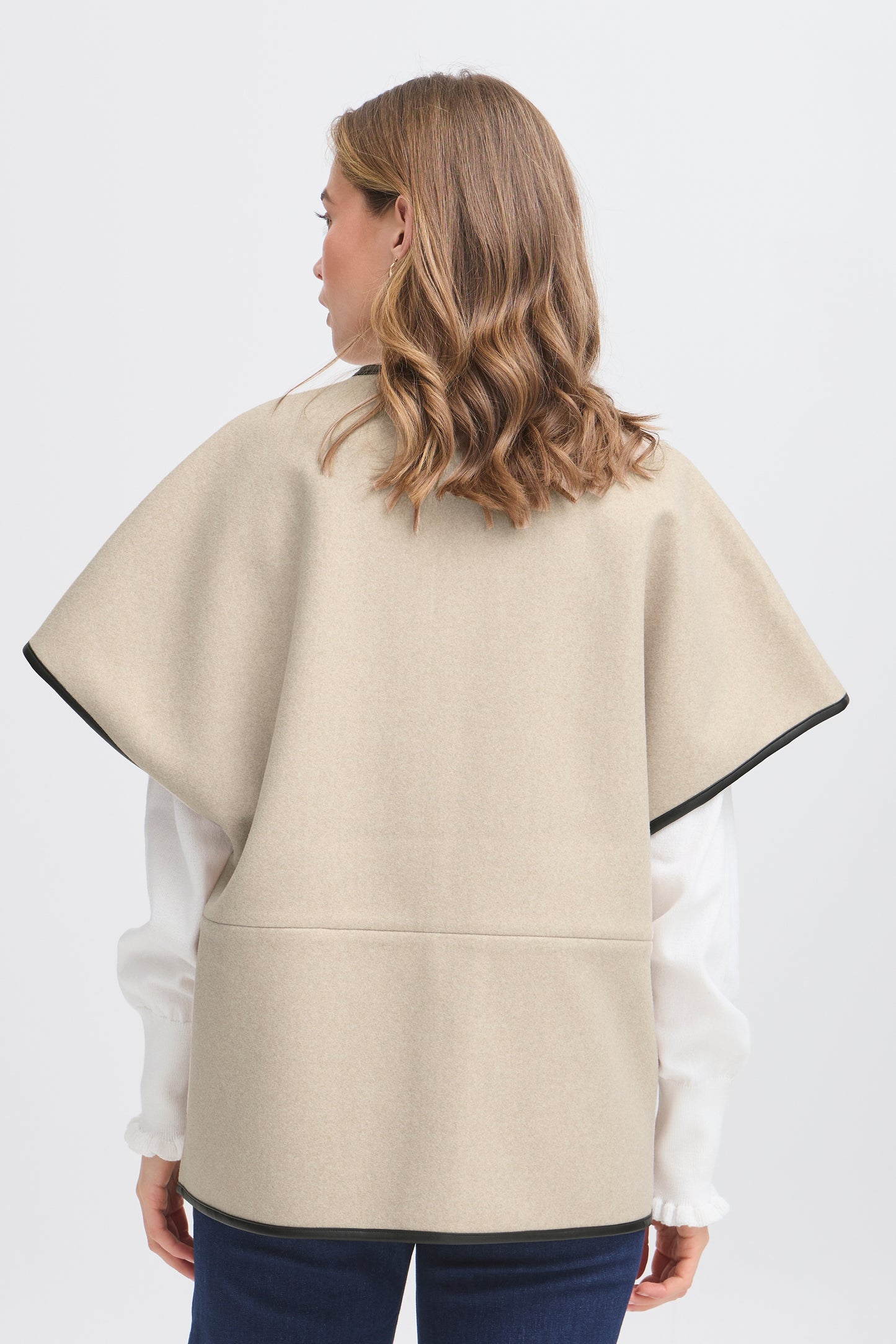 Frelizabeth Waistcoat - Beige and Black Edging