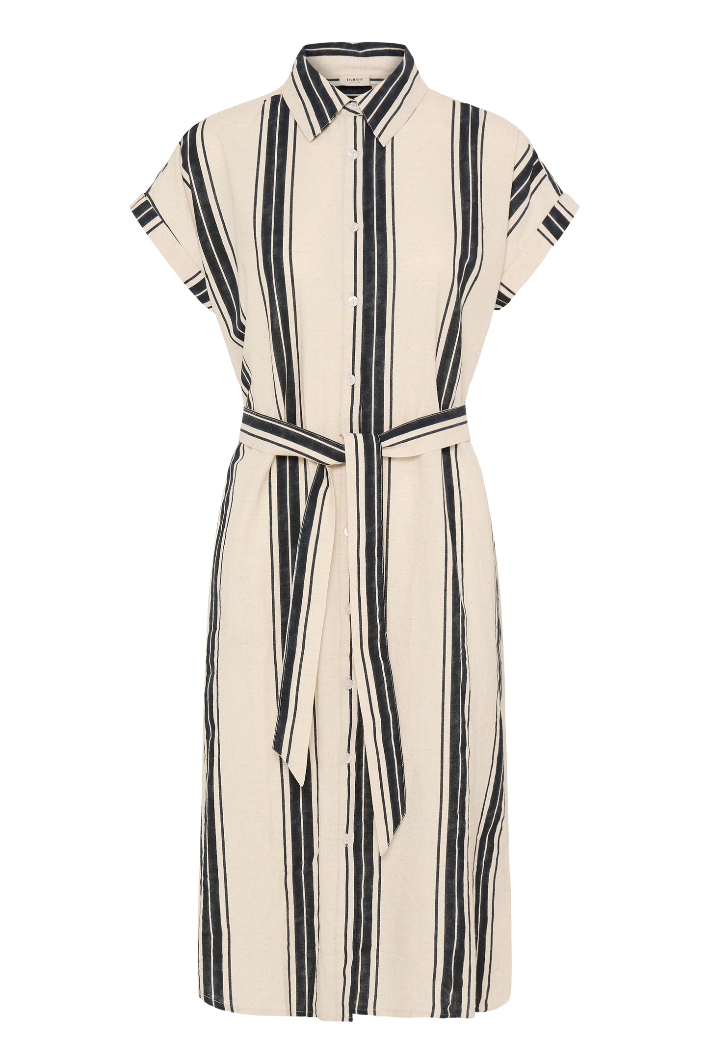 Frmaddie Dress - Cream Black Wide Stripe