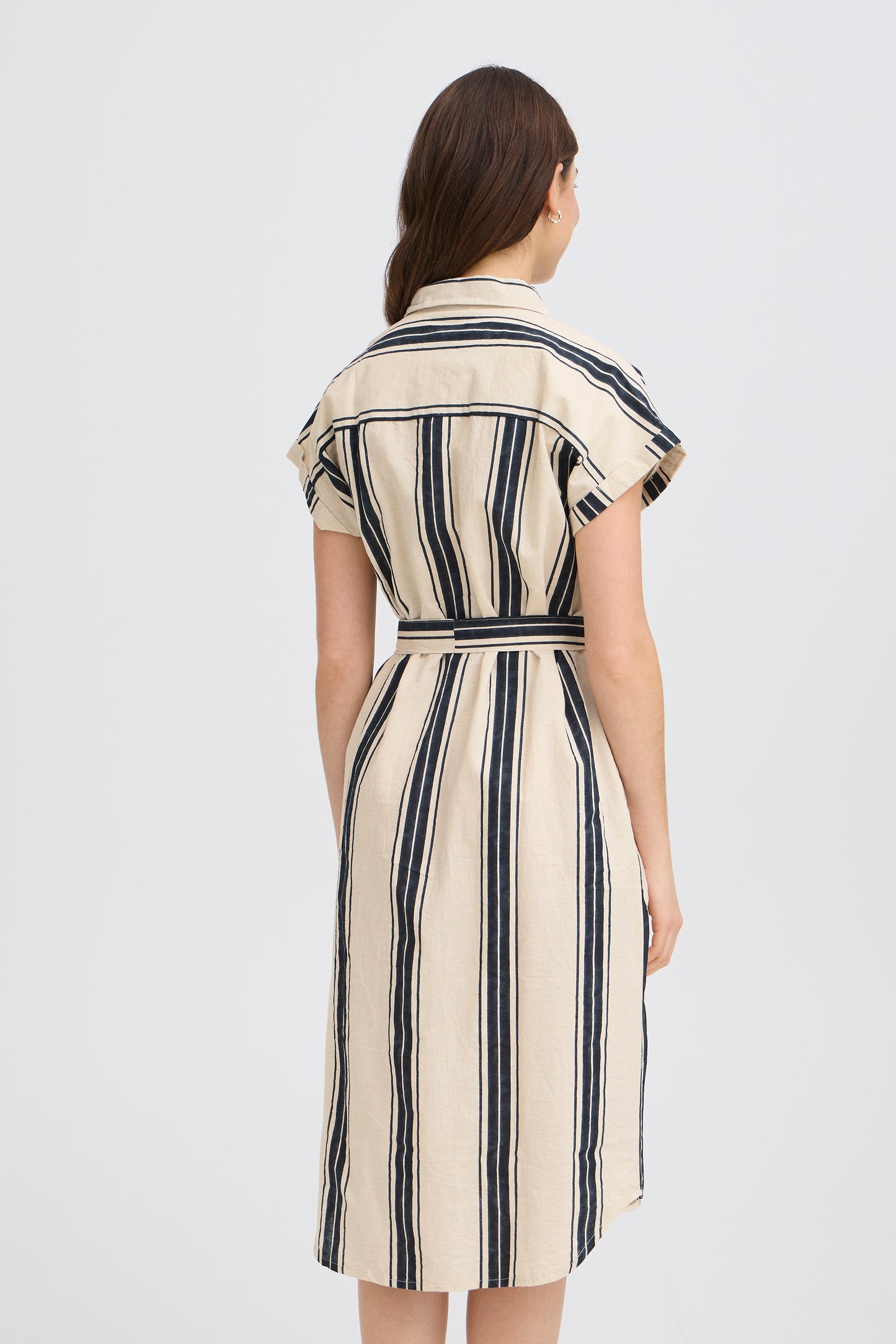 Frmaddie Dress - Cream Black Wide Stripe
