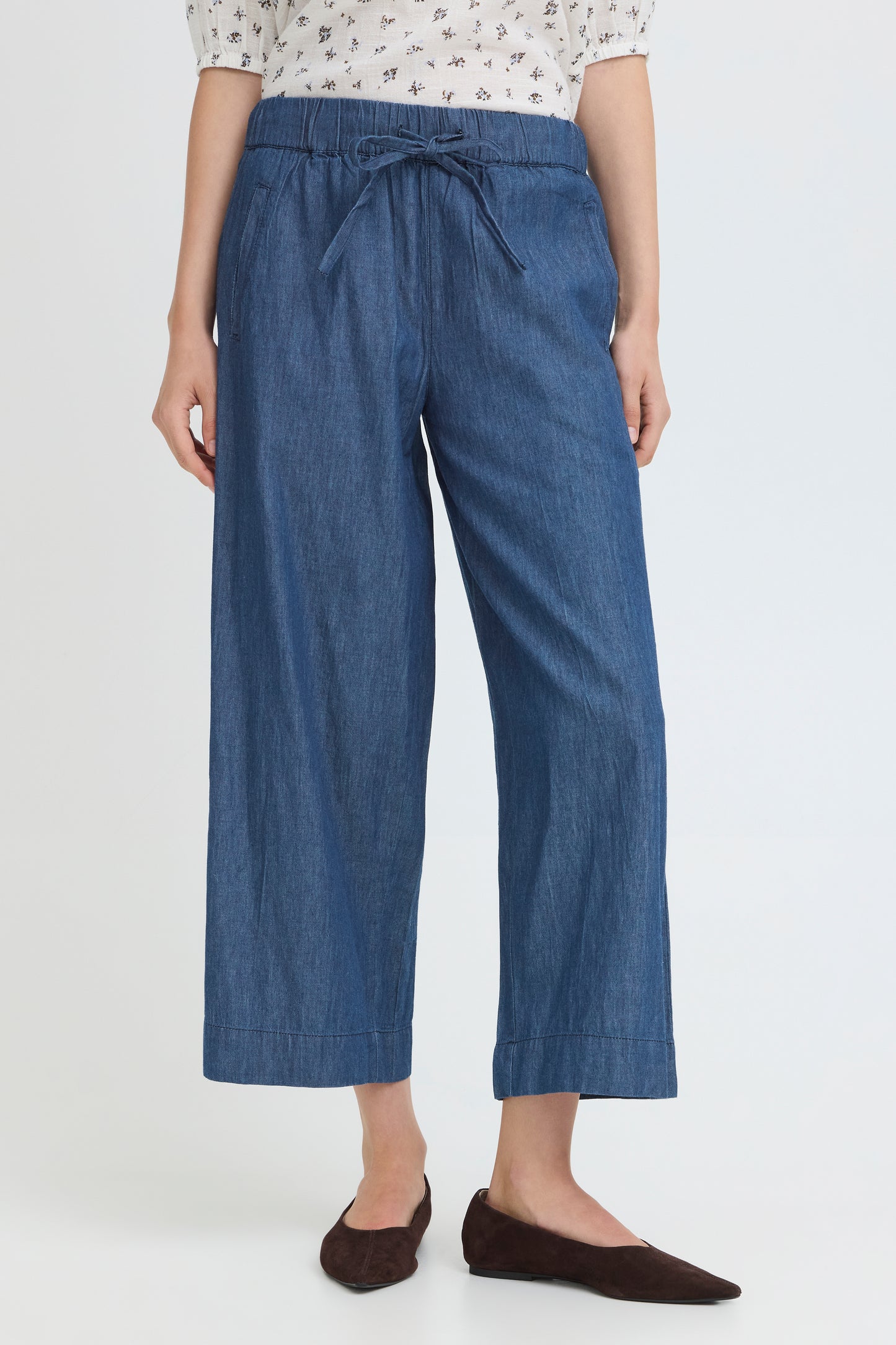 Frlarissa Trousers - Mid Blue Denim Wide Leg Trousers