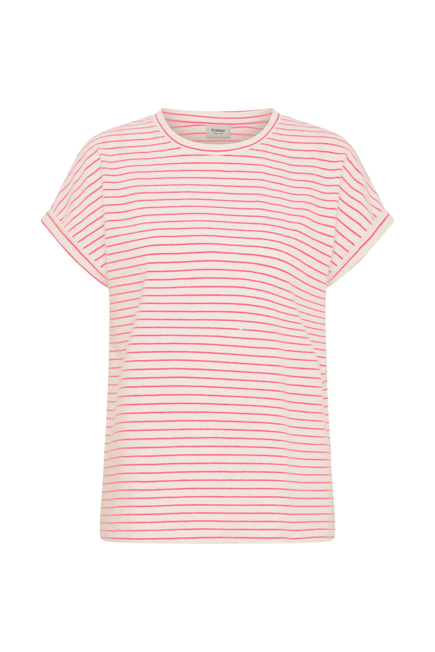 Frfeba T-Shirt - Cream and Raspberry Stripe