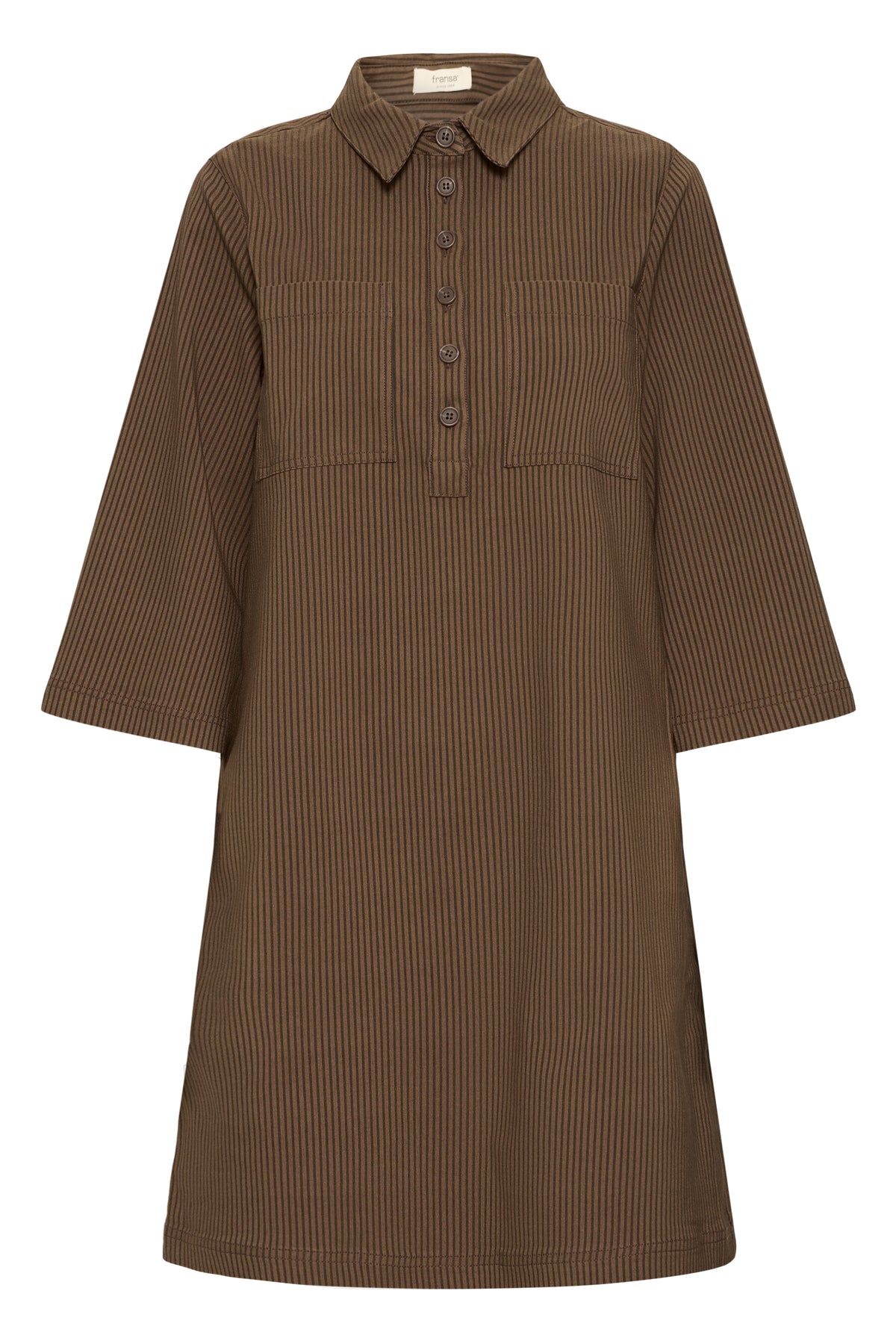 Frena Dress - Brown Black Stripe