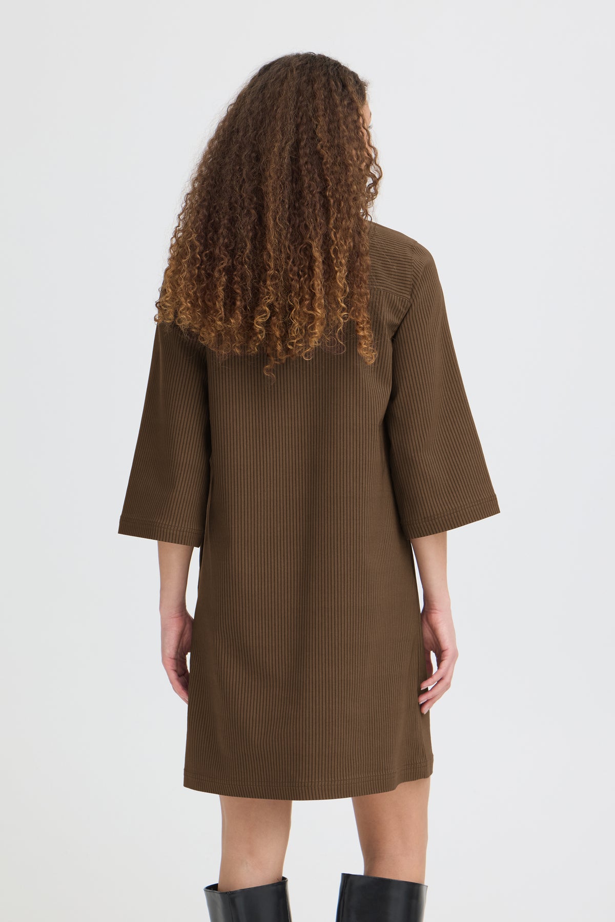 Frena Dress - Brown Black Stripe