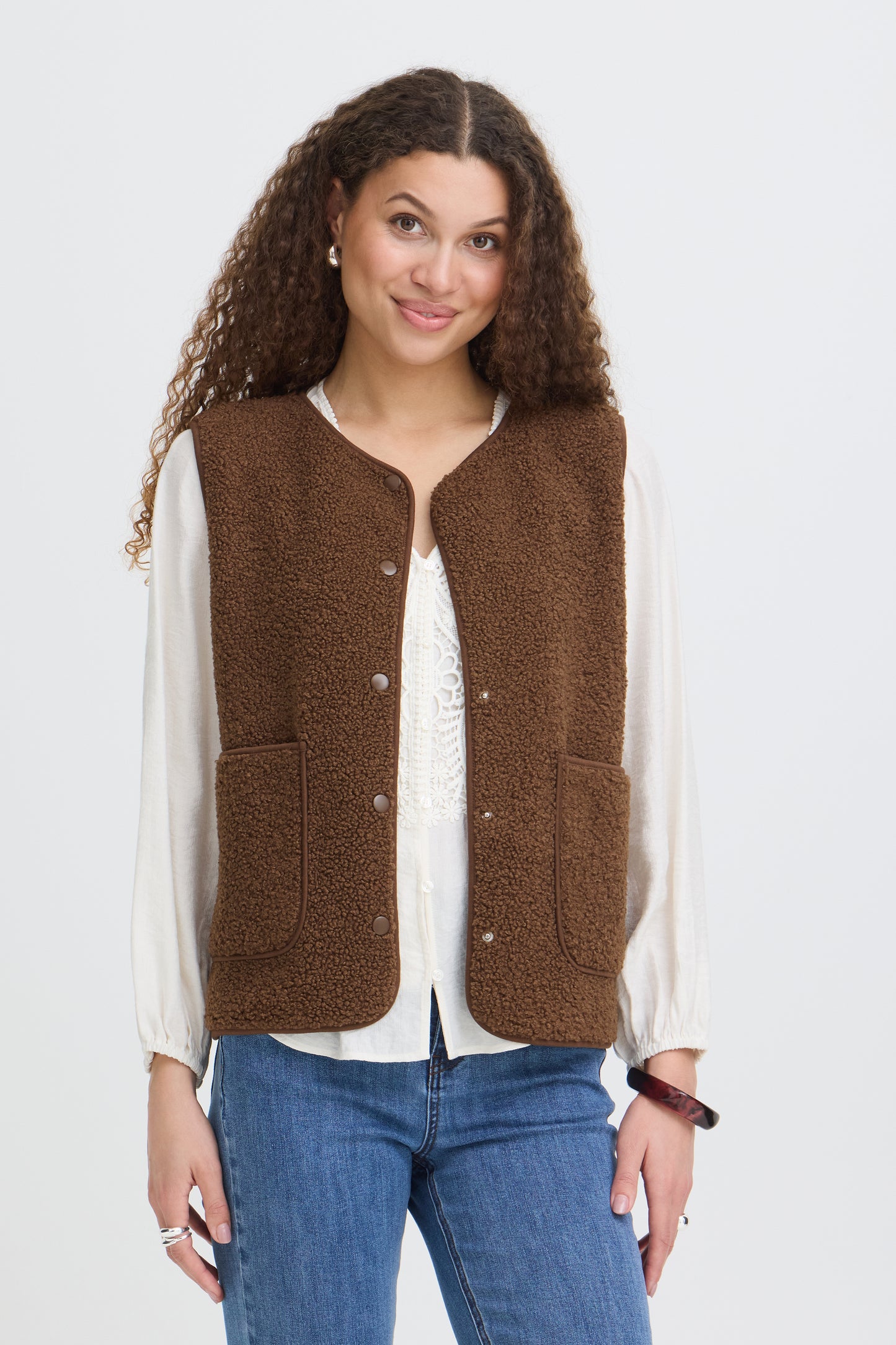 Frgwynne Waistcoat - Rain Drum Brown Teddy