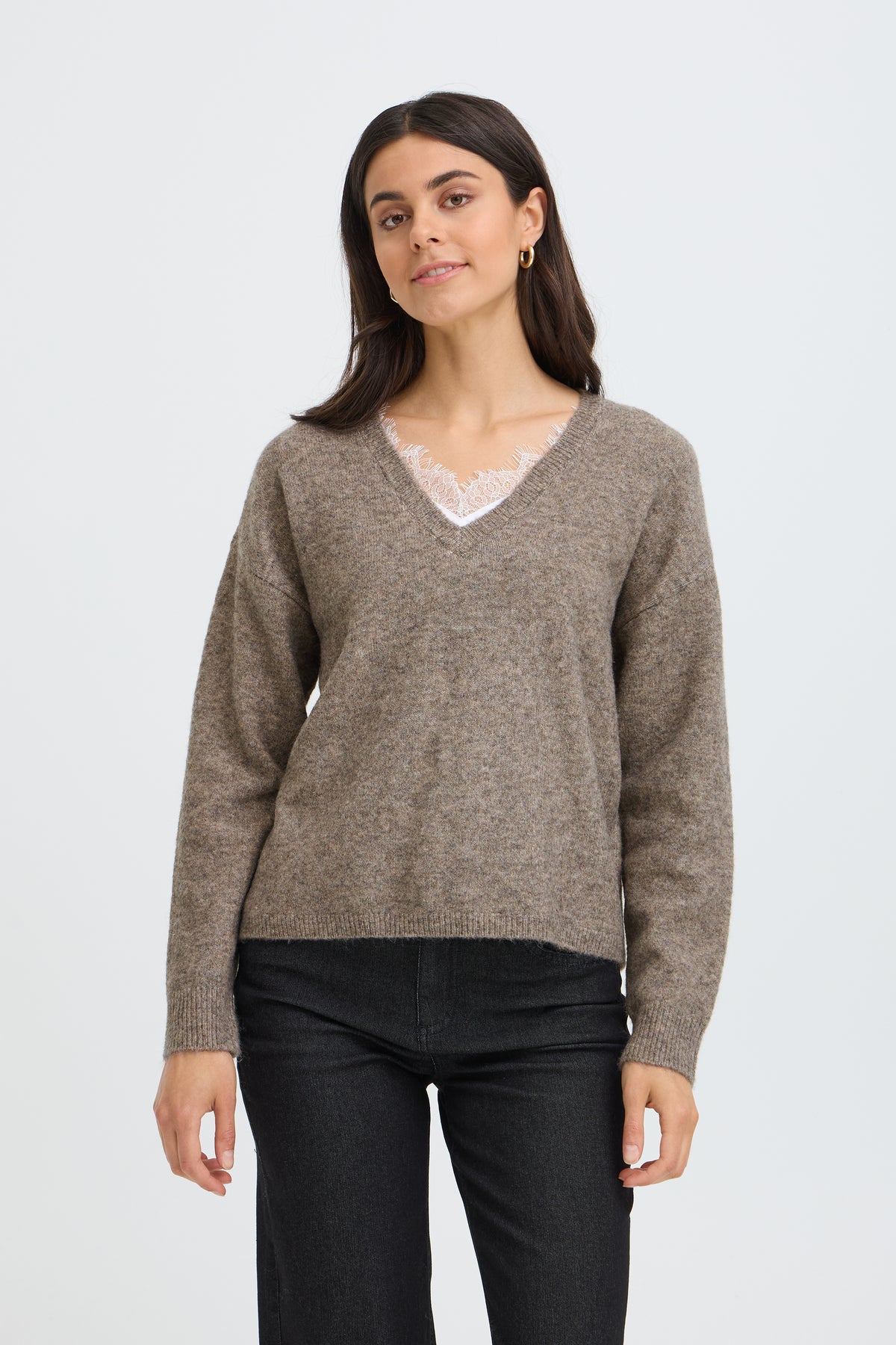 Frellen Jumper - Oatmeal Lace Detail