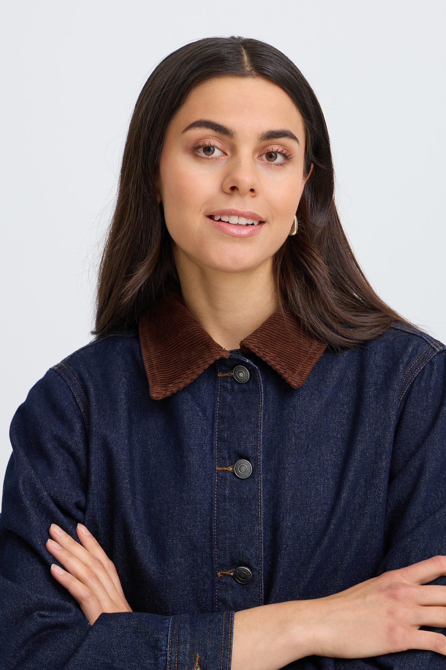Frleslie Jacket - Denim Brown Collar