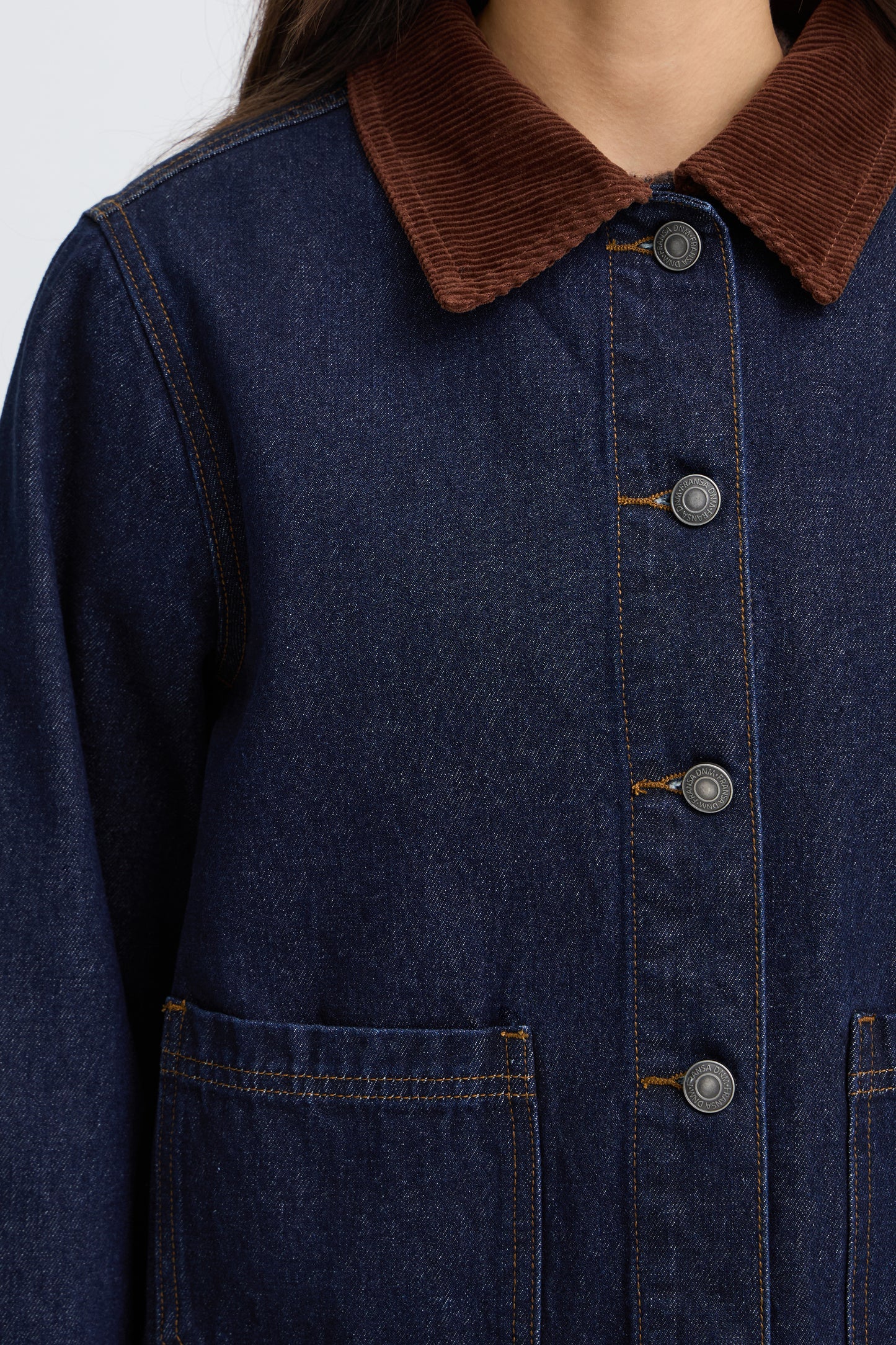 Frleslie Jacket - Denim Brown Collar