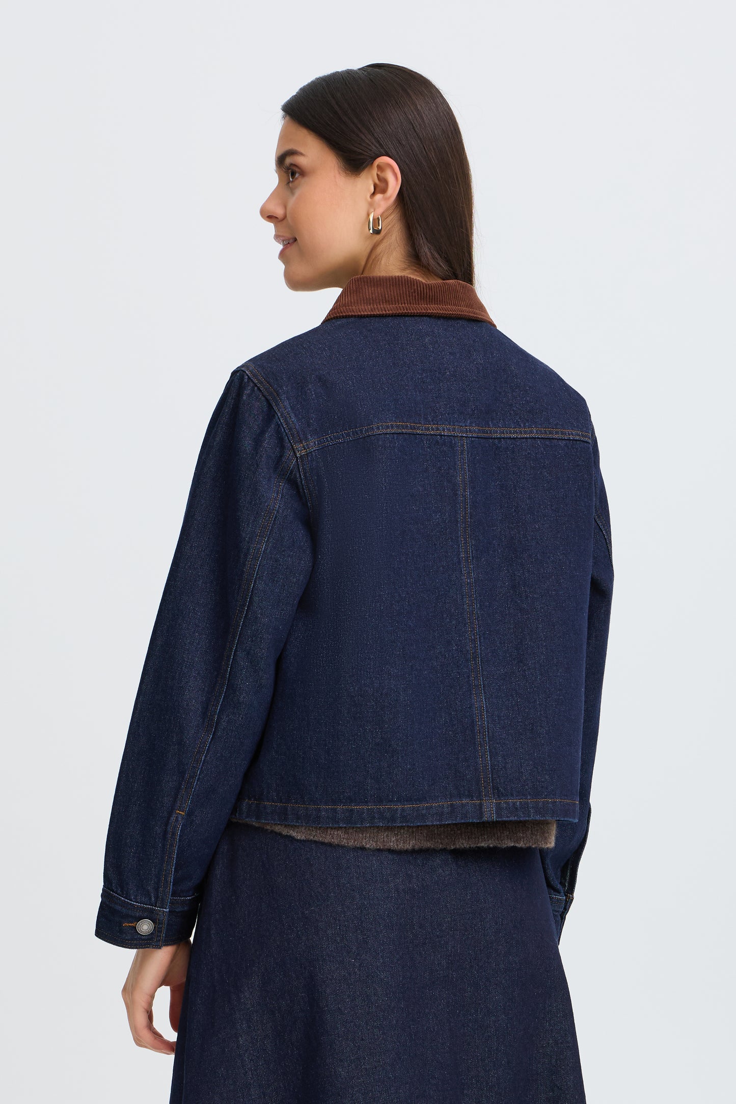 Frleslie Jacket - Denim Brown Collar