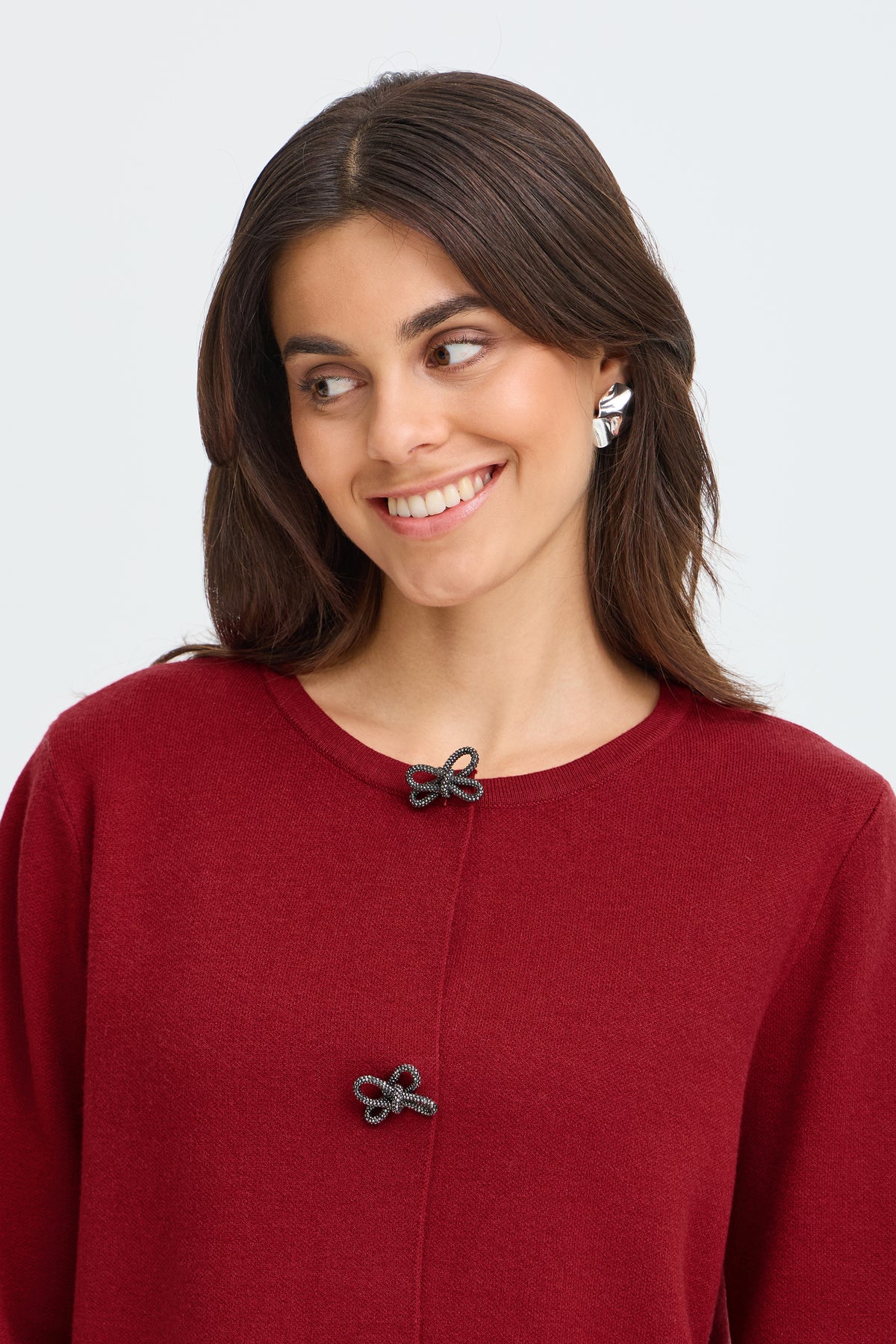 Frsally Cardigan - Red Sparkly Bow