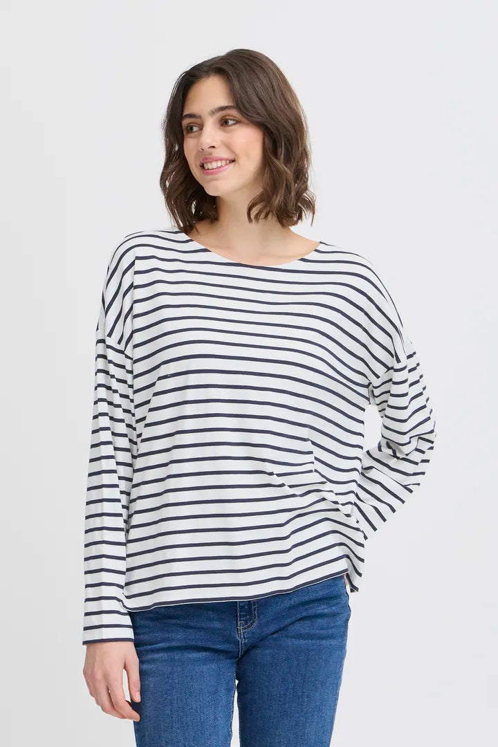 Frsiva Stripe T-Shirt Navy White