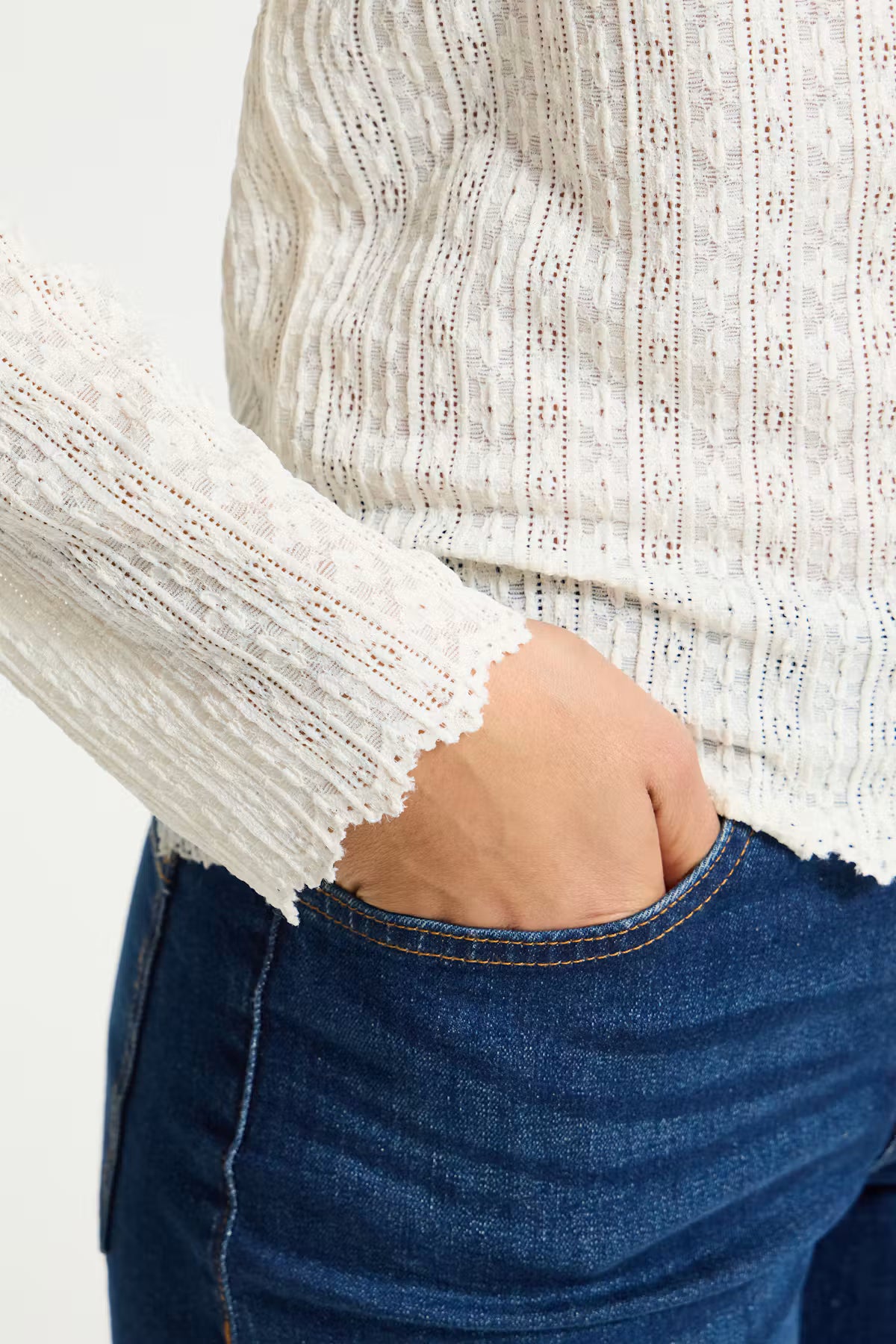 Ihnojella Long Sleeve T-shirt - Off White Lace