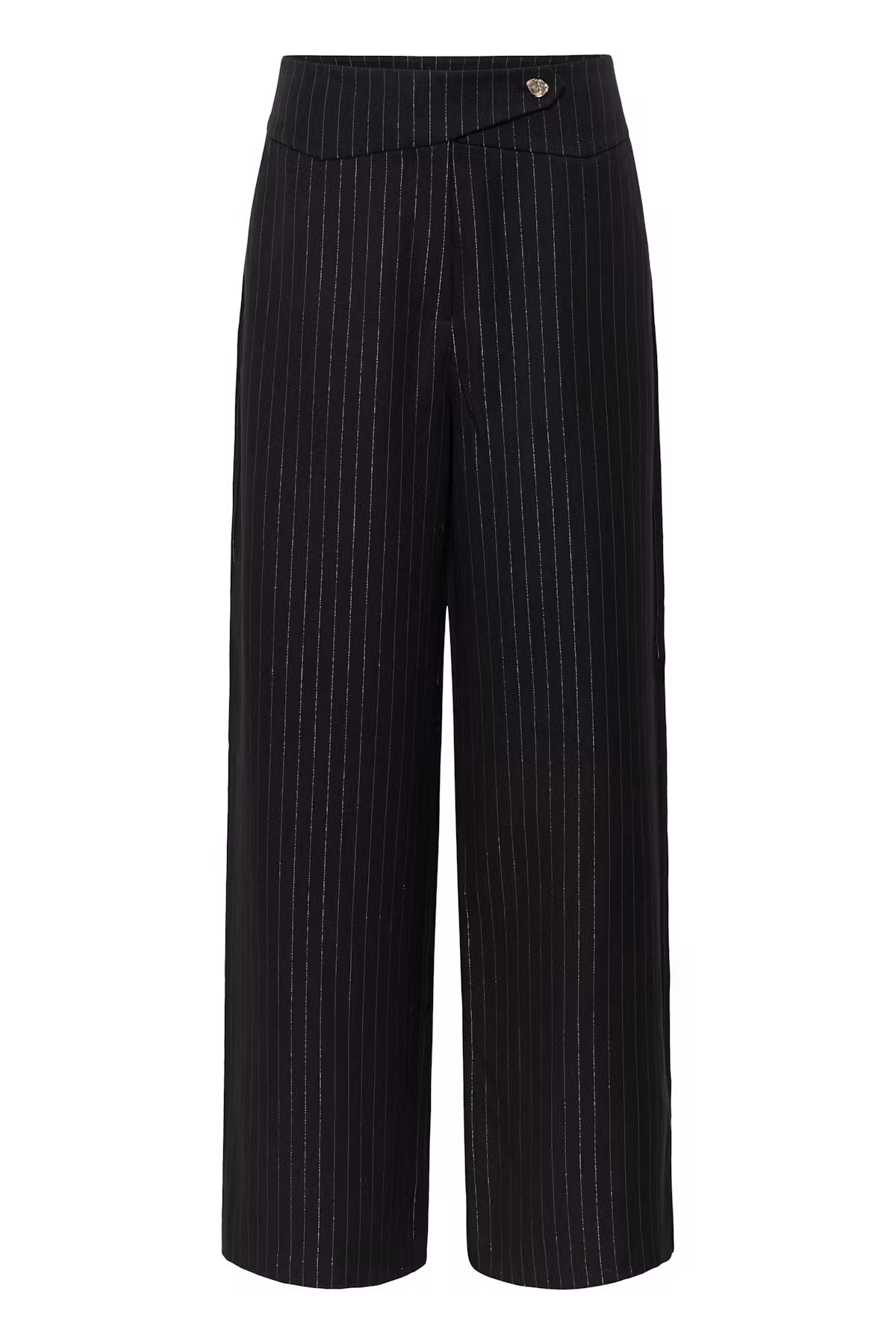 Frspin Trousers - Wide Leg Black Glitter Pin Stripe