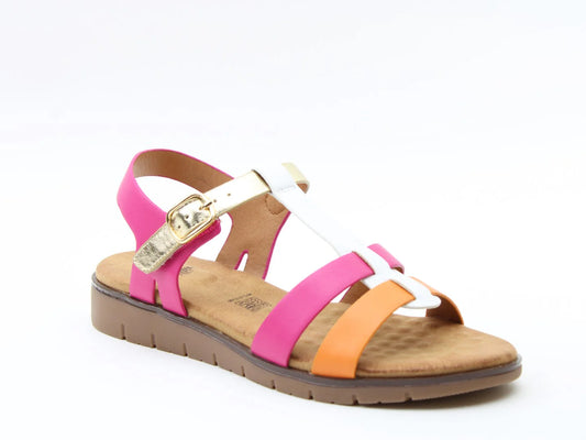 Billie Sandals - Fuchsia/White/Orange/Gold