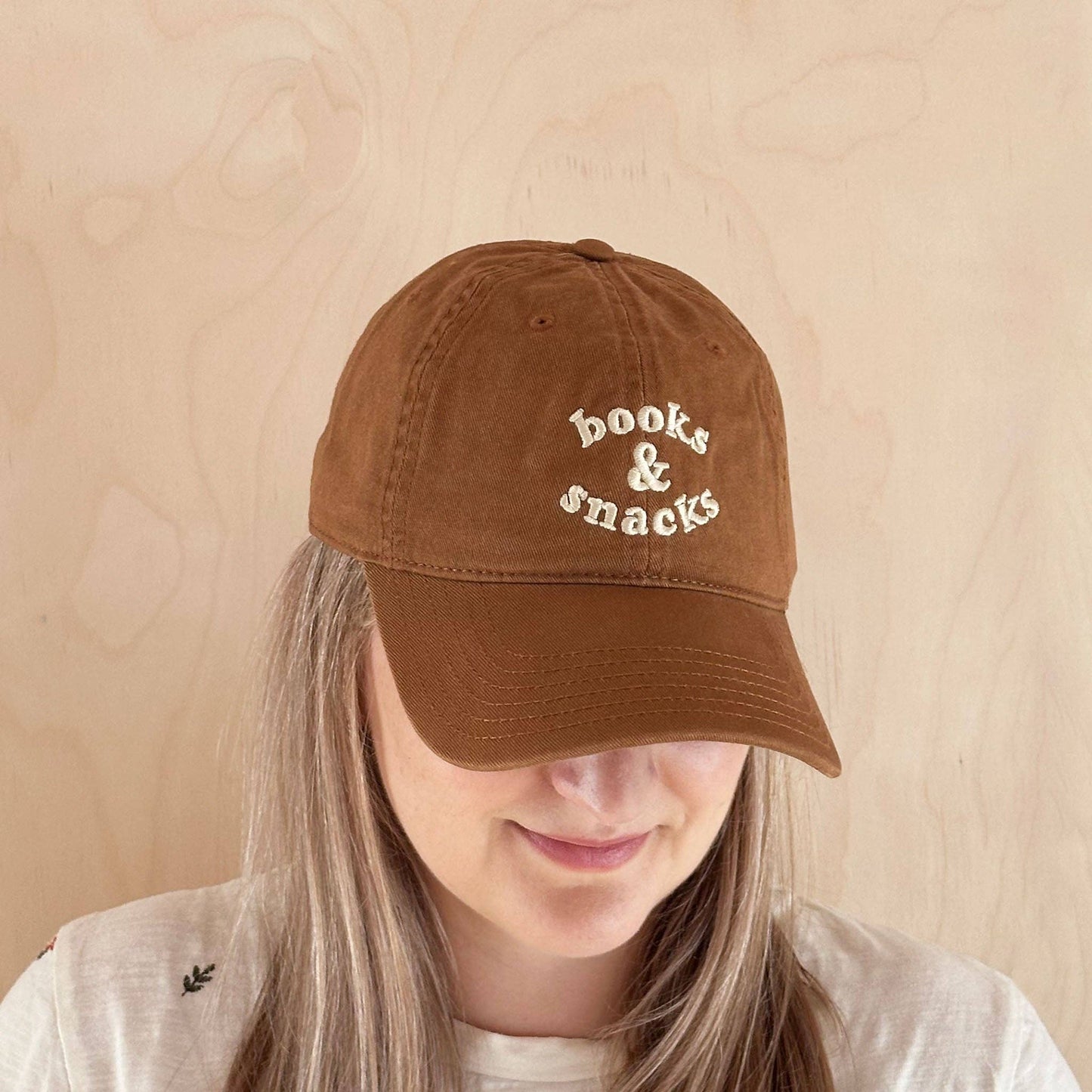 Books & Snacks - Cotton Baseball Cap - Tan
