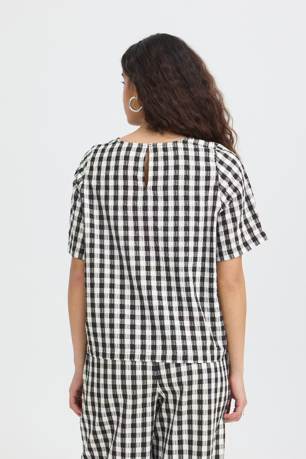 Ihkarra Top - Black White Gingham