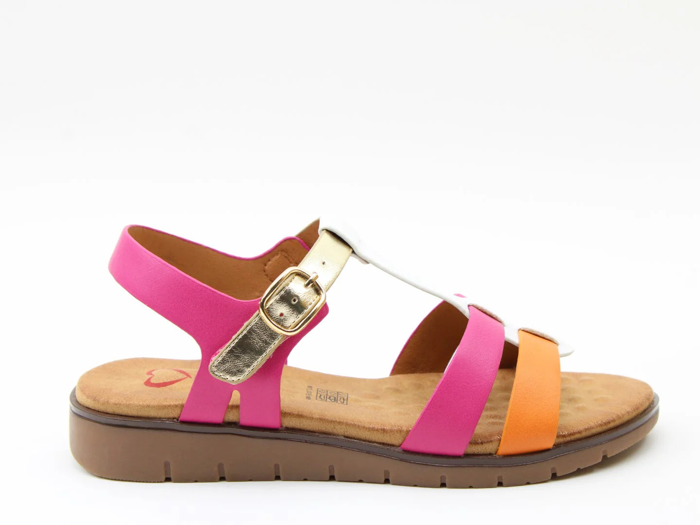 Billie Sandals - Fuchsia/White/Orange/Gold