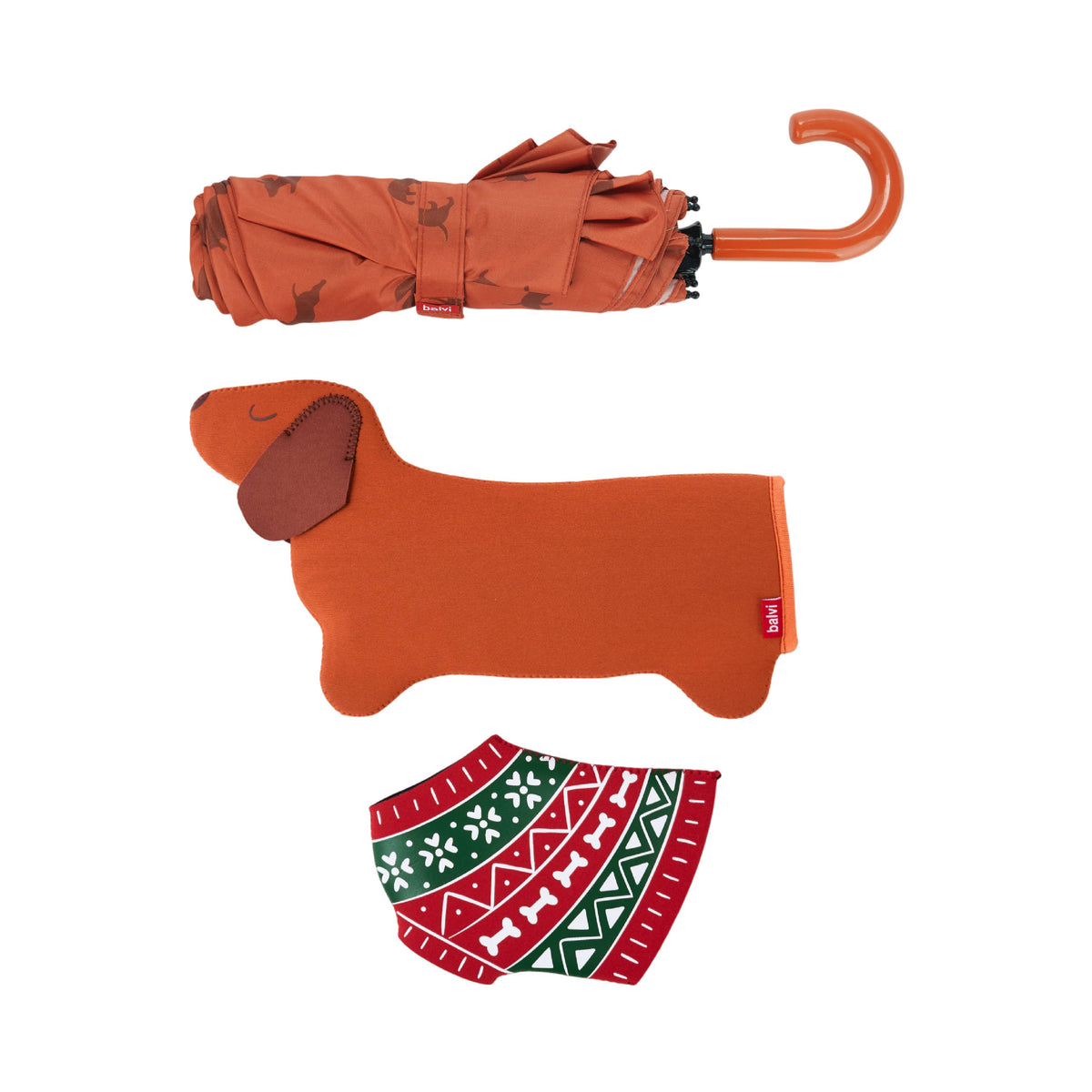 Umbrella - Festive Dachshund Brown