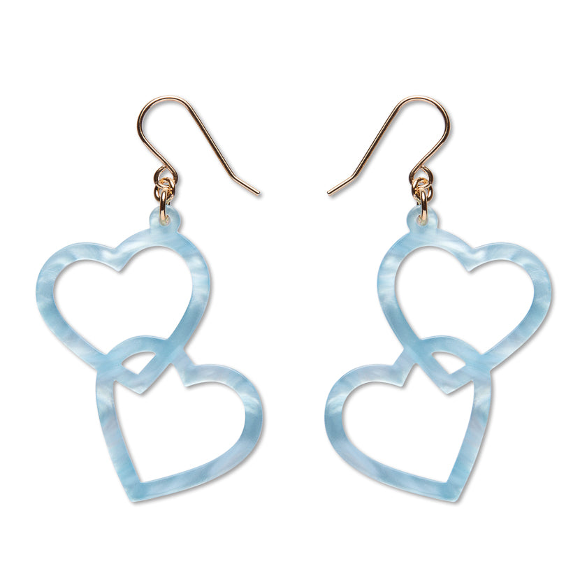 Heart Rings Drop Earrings – Blue